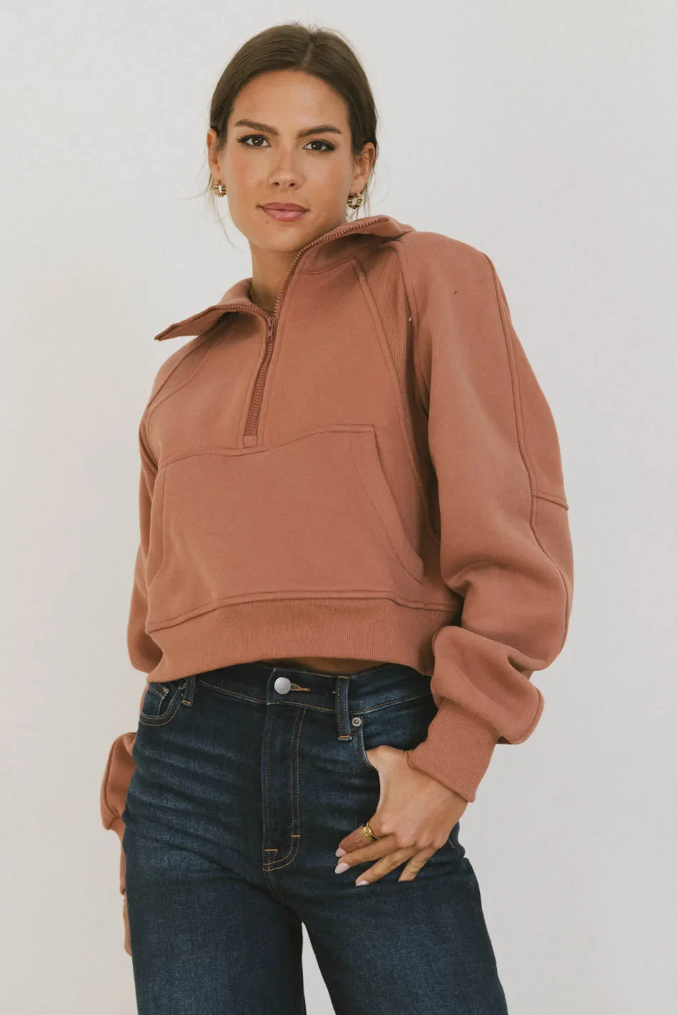 Alyssa Half Zip in Brick - FINAL SALE - Image 3