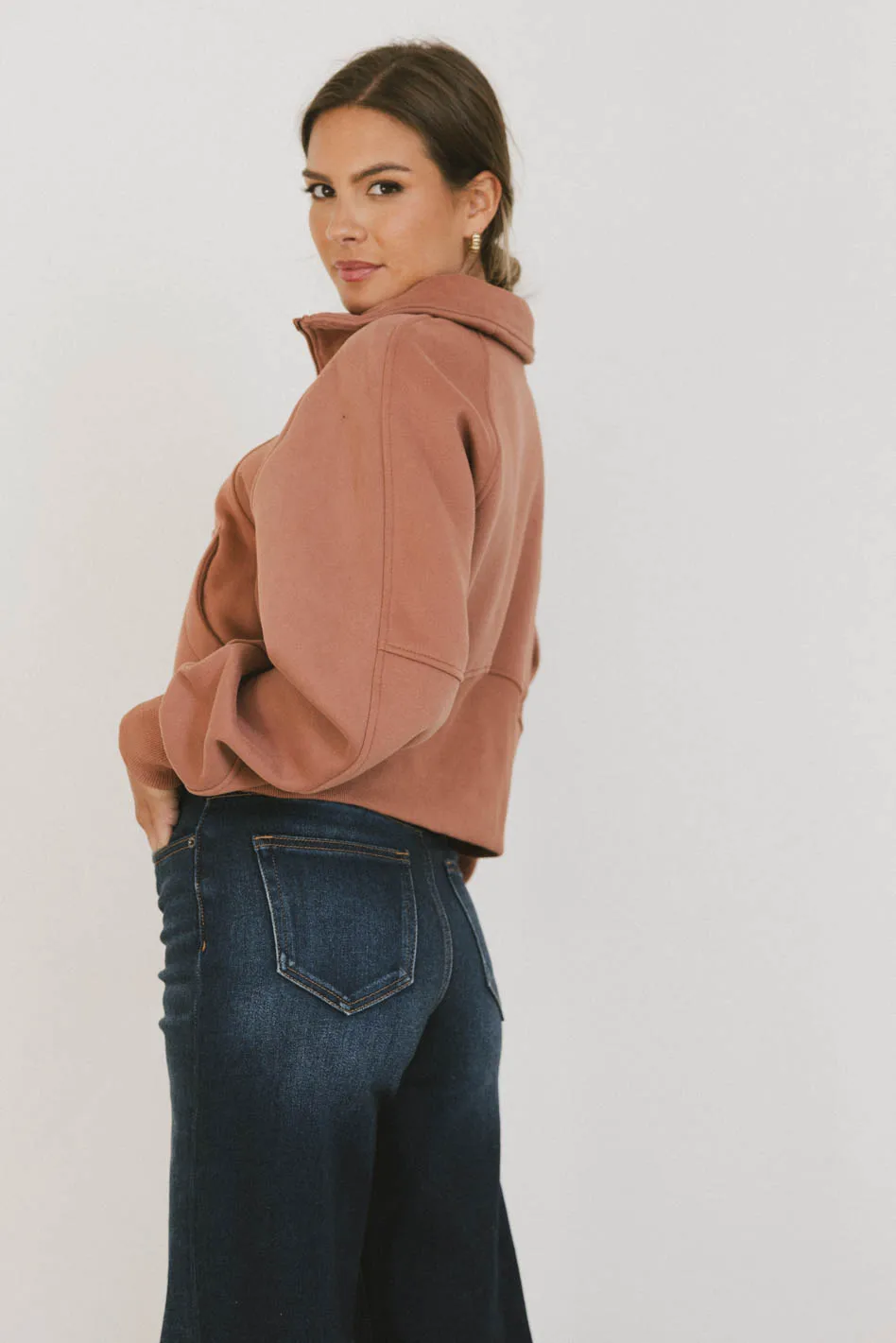 Alyssa Half Zip in Brick - FINAL SALE - Image 4