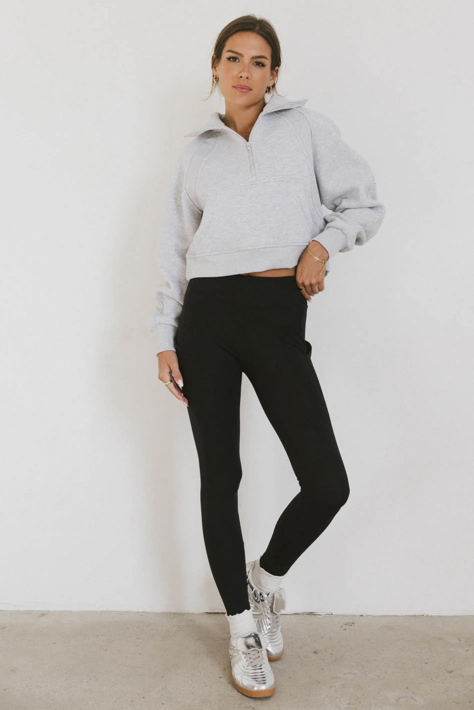 Alyssa Half Zip in Heather Grey - FINAL SALE - Image 2
