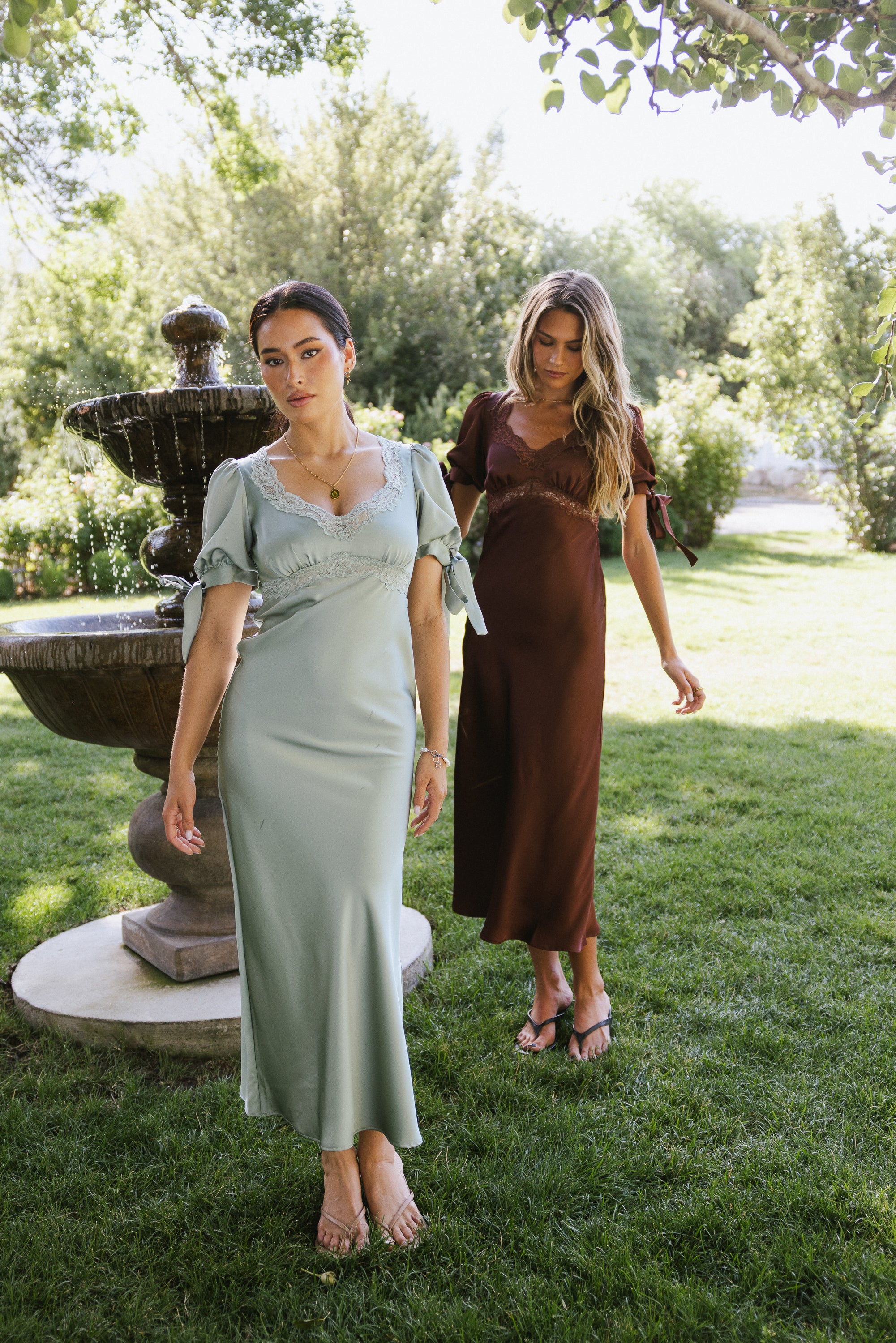 Amanda Lace Trim Maxi Dress in Light Sage - FINAL SALE - Image 2