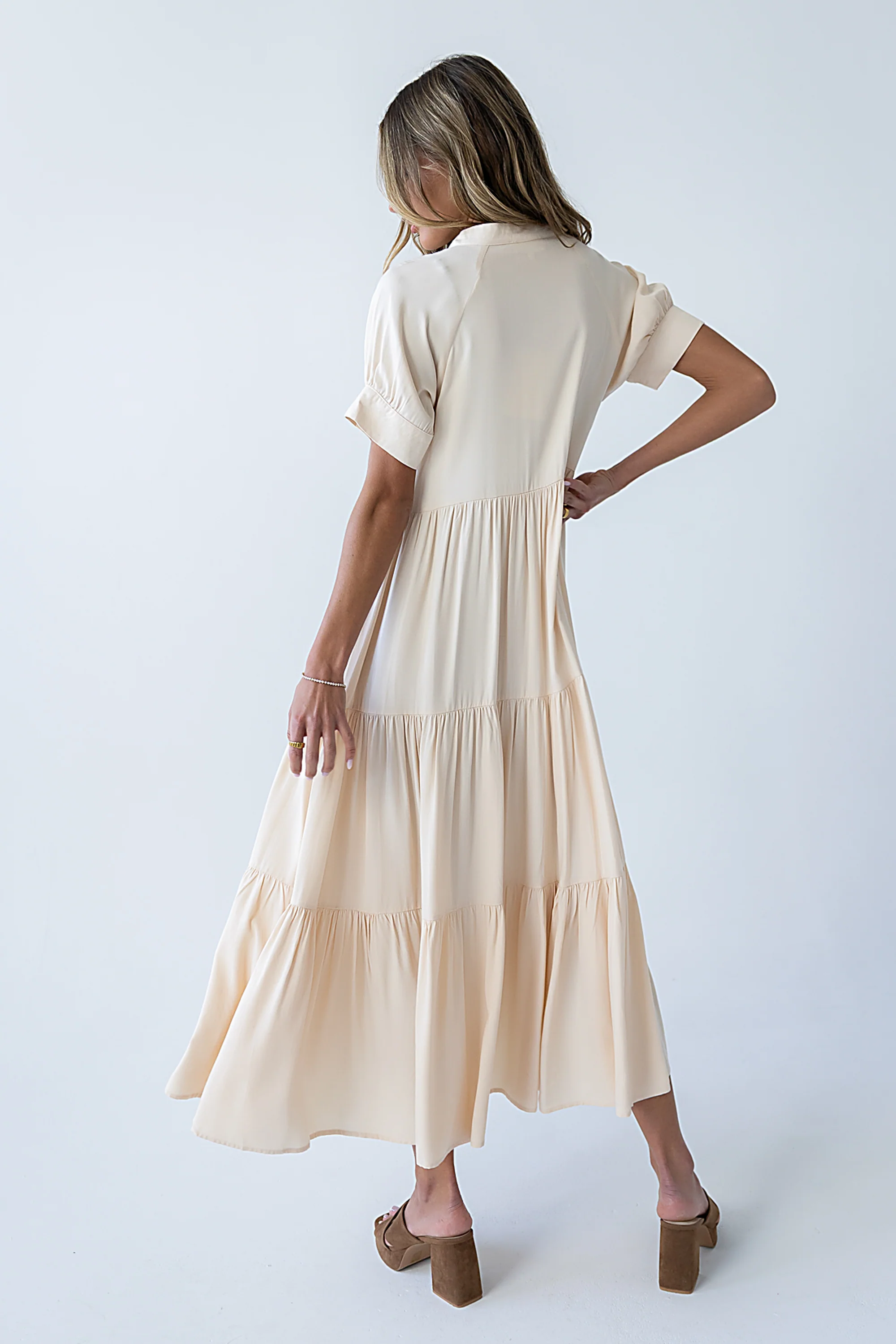 Amanda Tiered Dress in Cream - Image 6