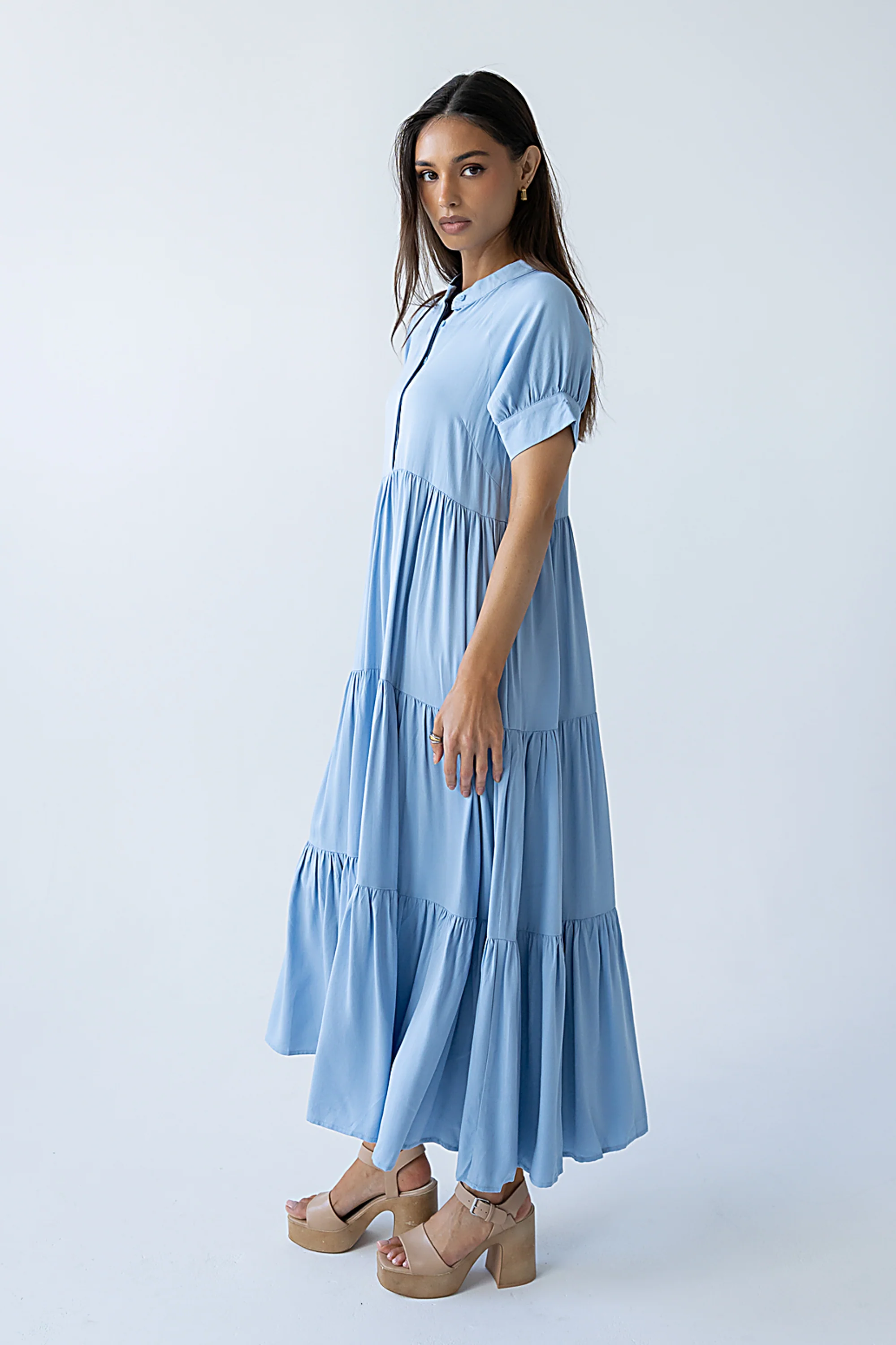 Amanda Tiered Dress in Slate Blue - Image 4