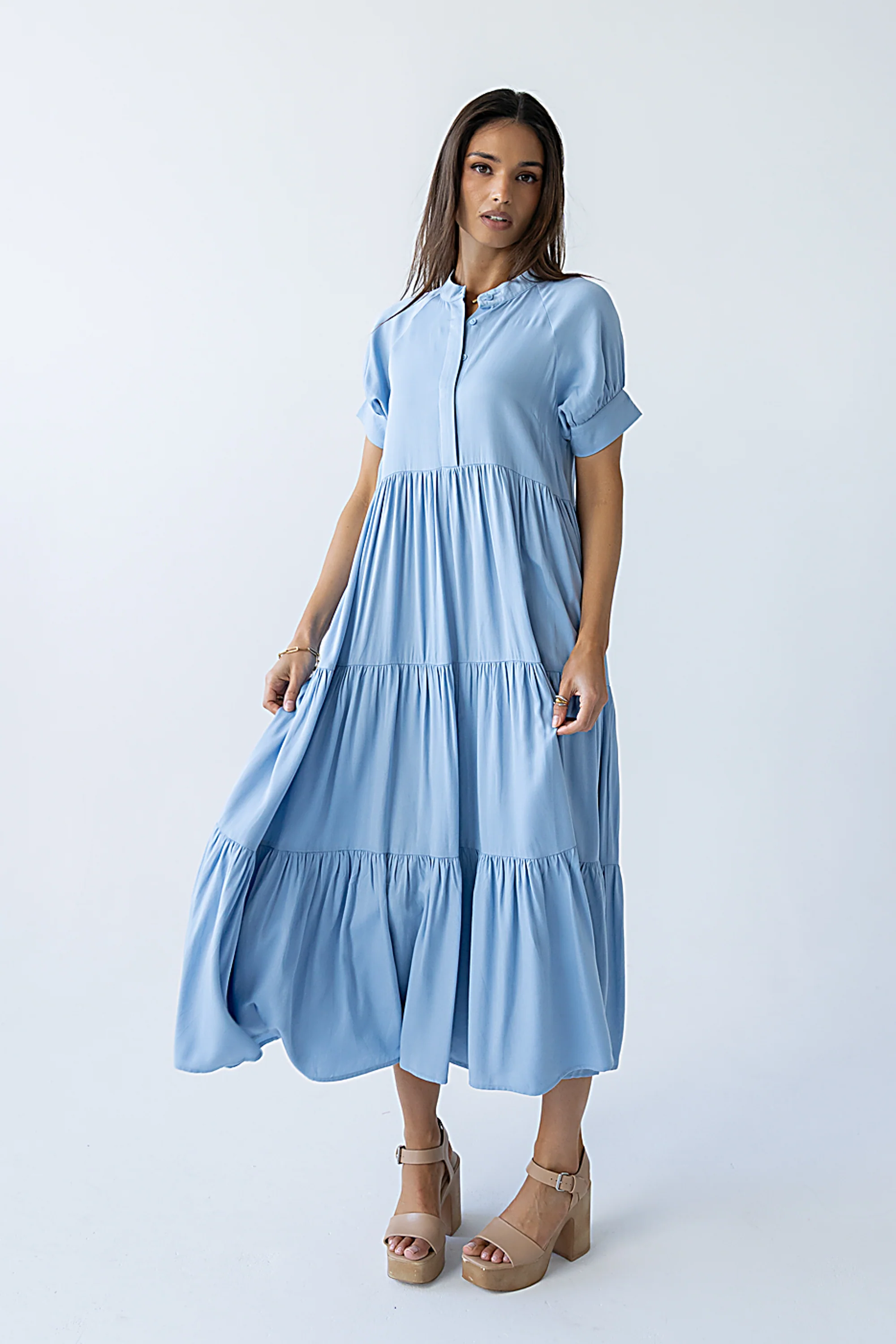 Amanda Tiered Dress in Slate Blue - Image 5