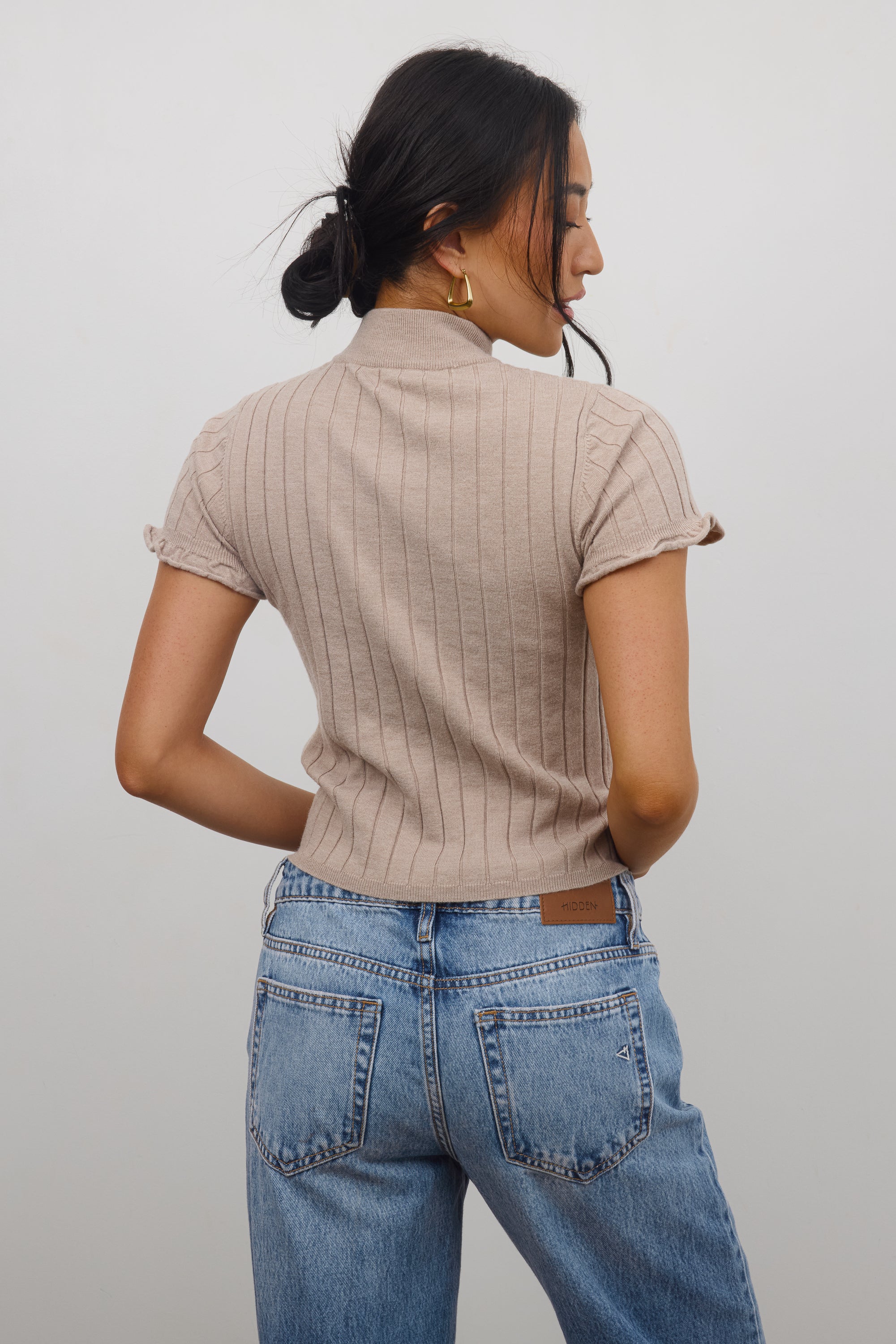 Amara Ribbed Top in Taupe - FINAL SALE - Image 2