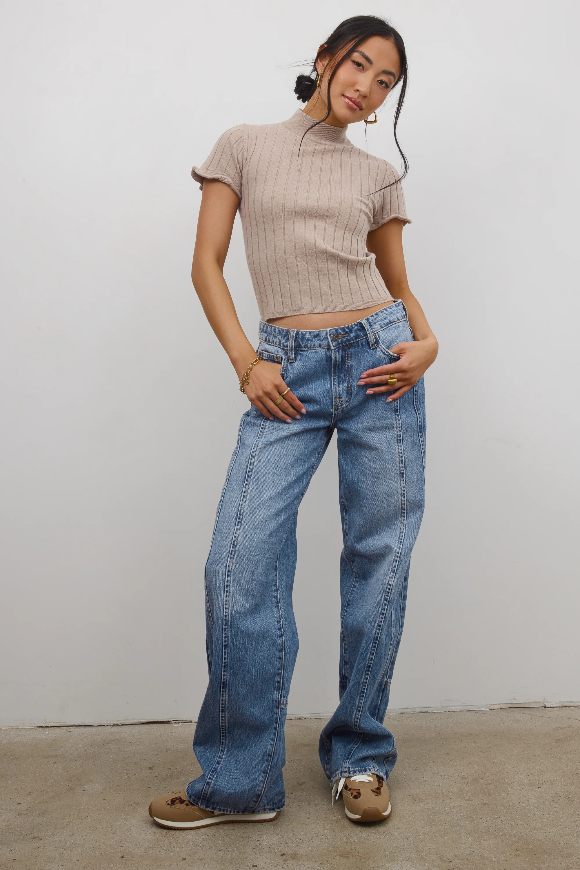 Amara Ribbed Top in Taupe - FINAL SALE - Image 3