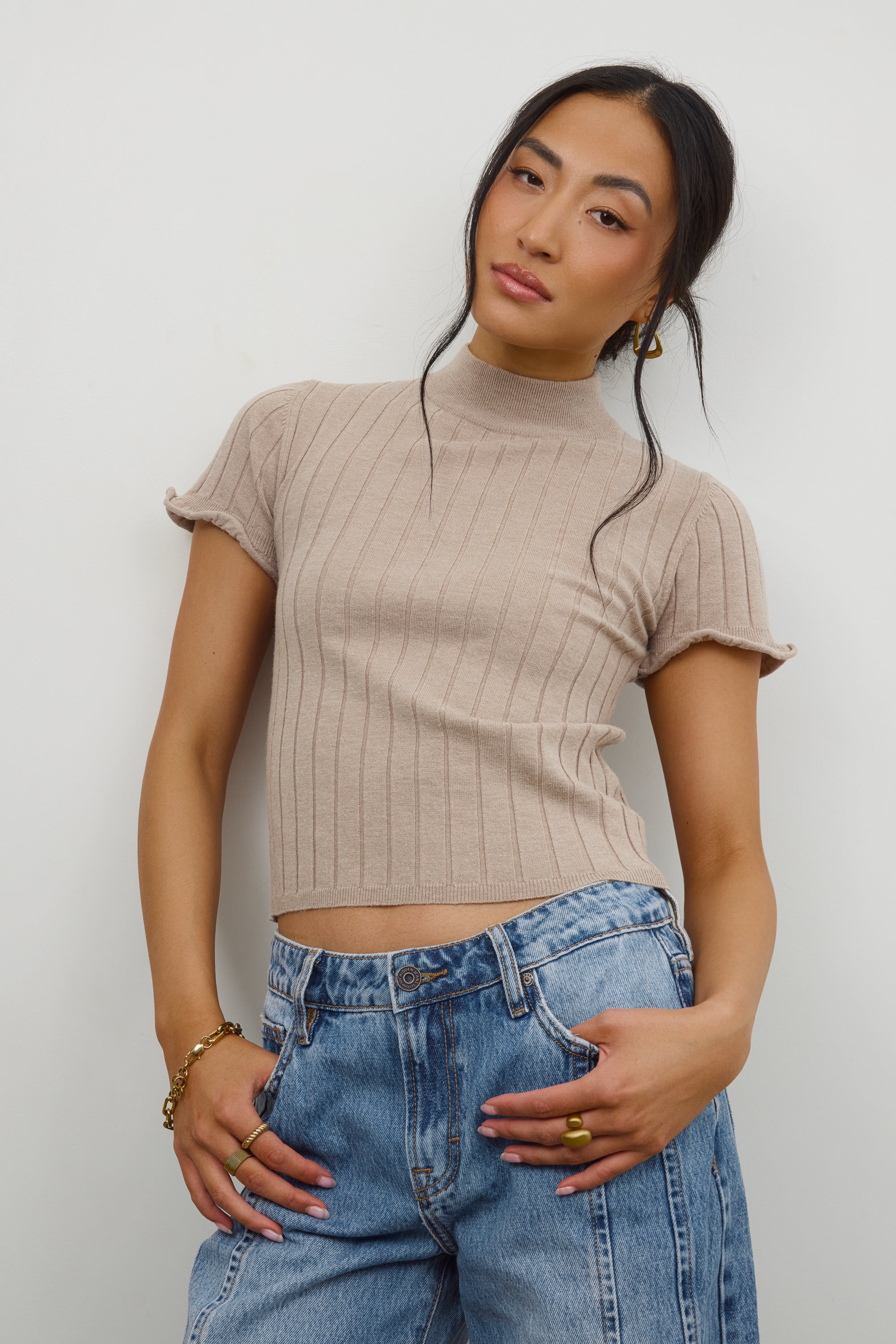 Amara Ribbed Top in Taupe - FINAL SALE - Image 5