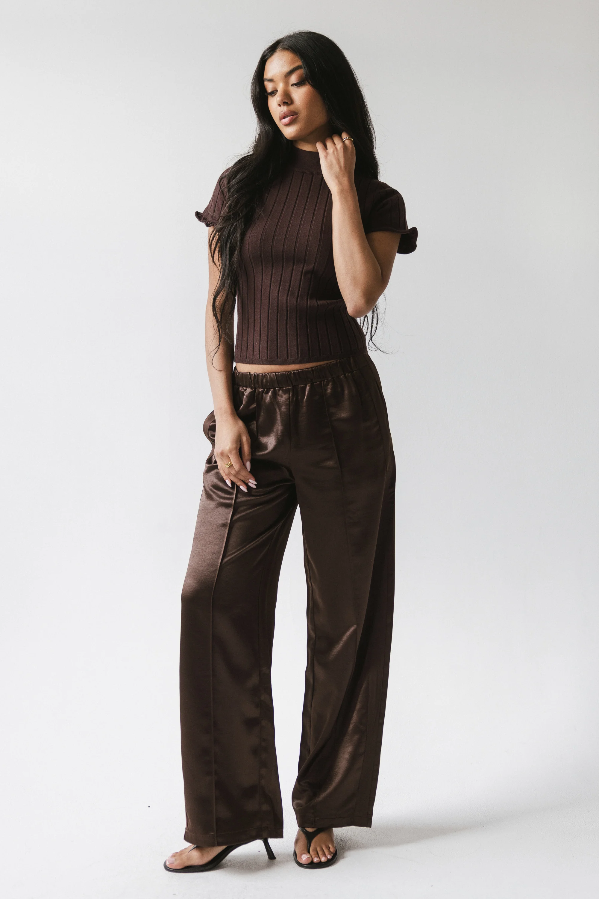 Amara Ribbed Top in Brown - FINAL SALE - Image 2