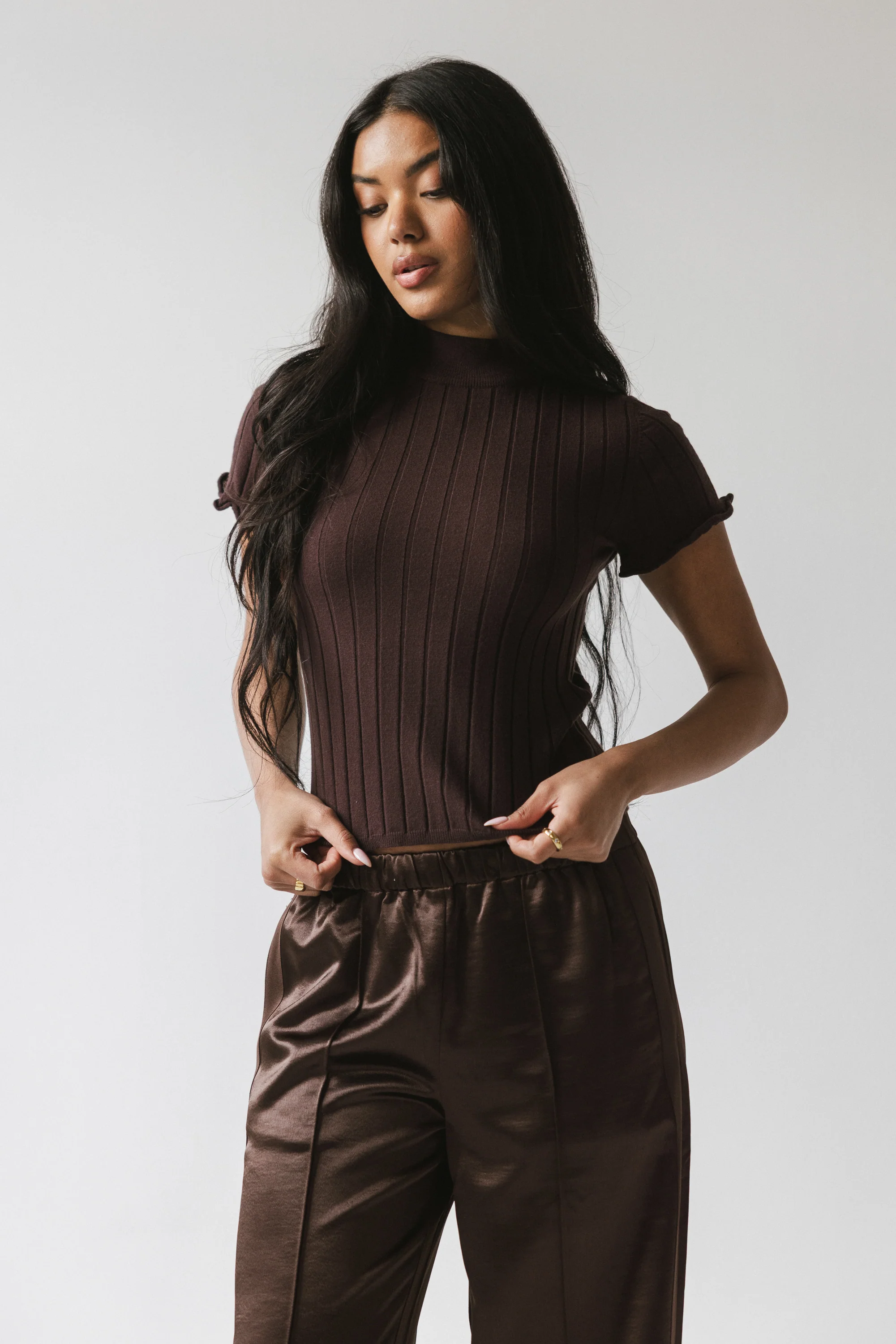 Amara Ribbed Top in Brown - FINAL SALE - Image 5