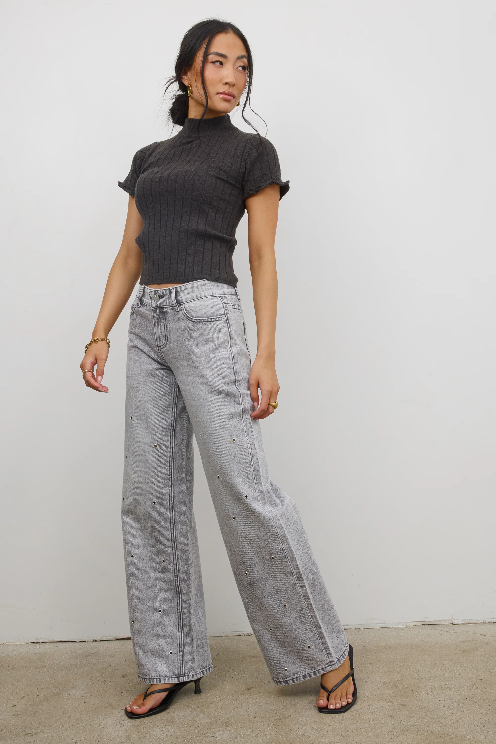 Amara Ribbed Top in Charcoal - FINAL SALE - Image 4
