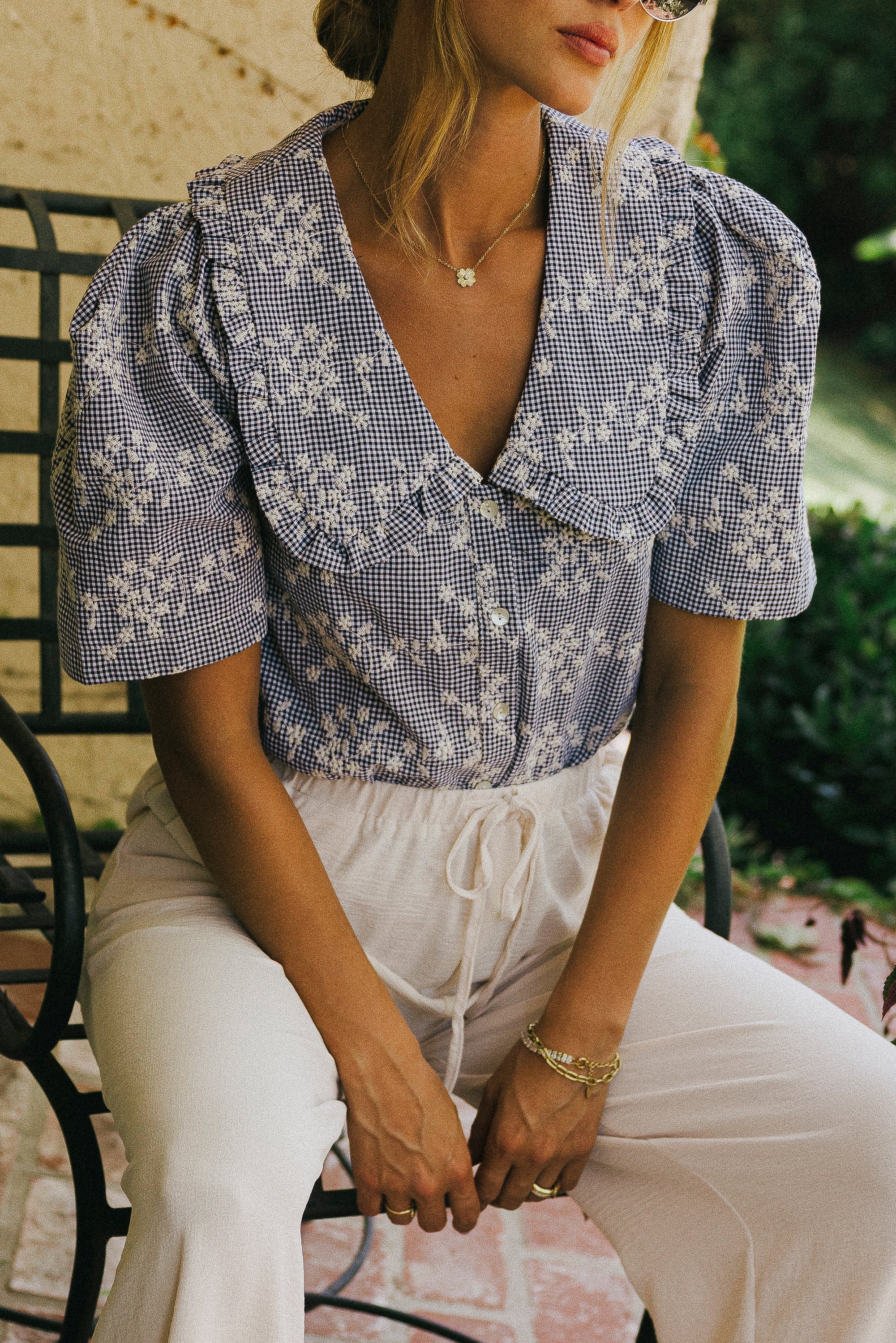 Amari Gingham Blouse - FINAL SALE - Image 2