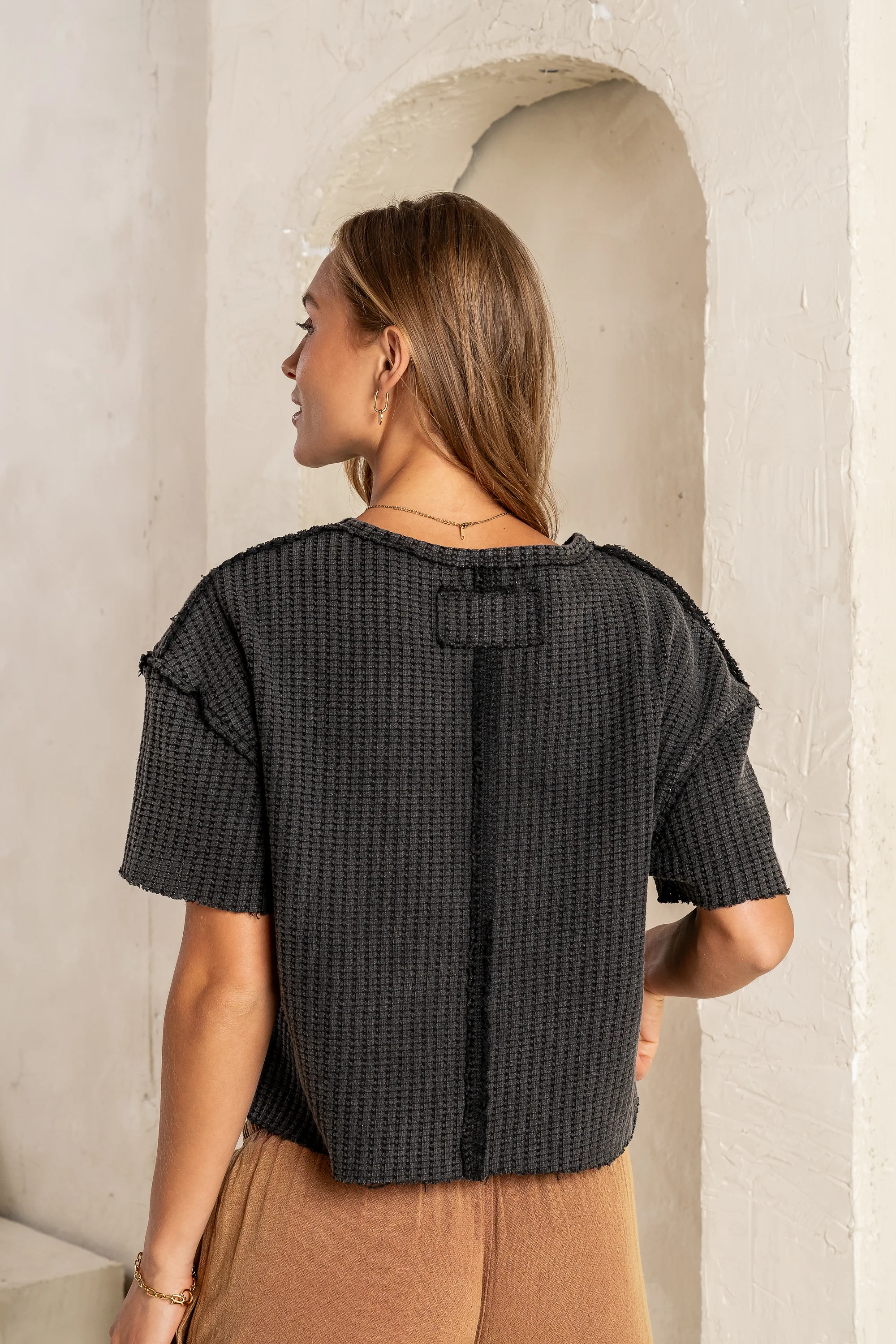 Amaya Knit Tee in Black - FINAL SALE - Image 2