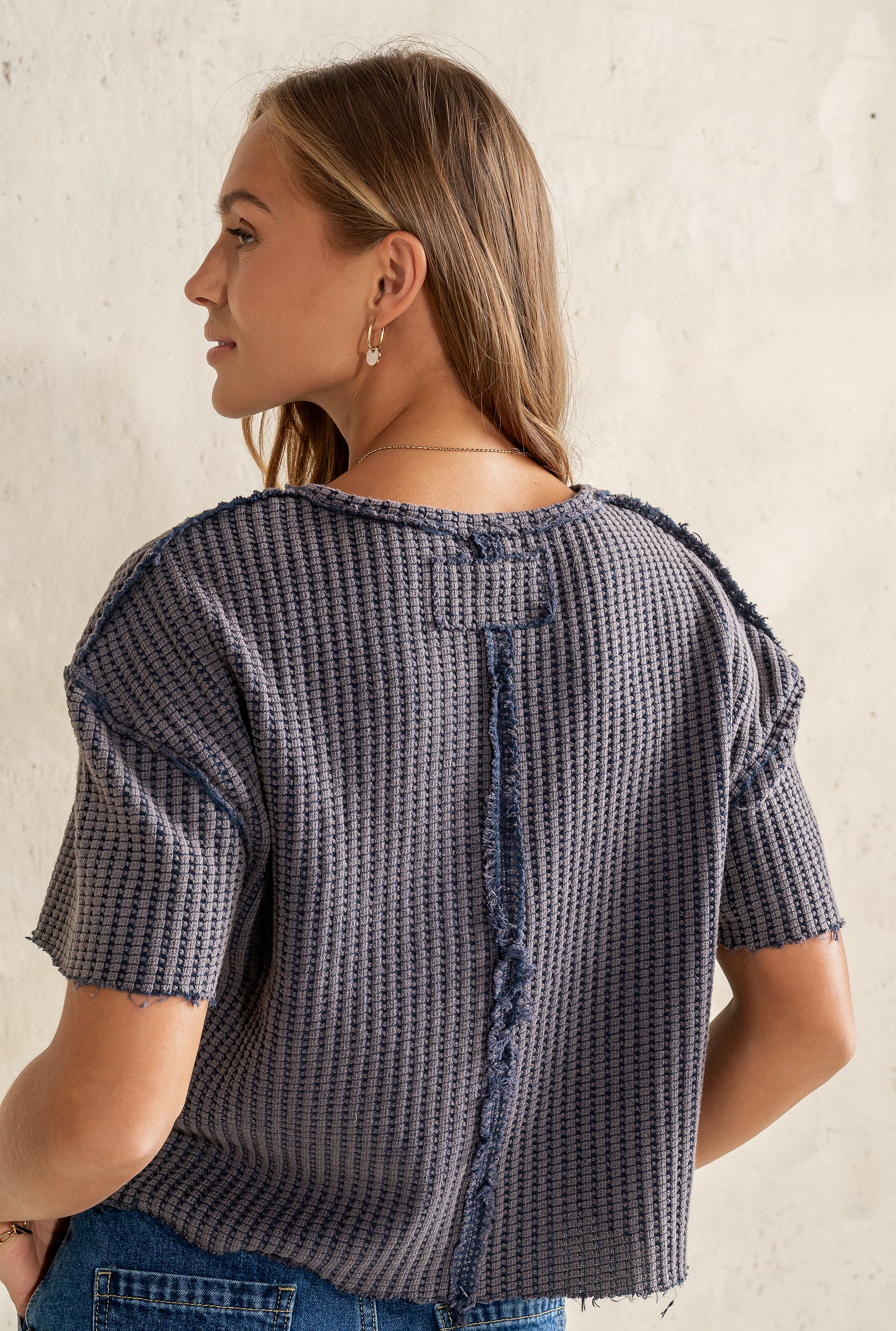 Amaya Knit Tee in Navy - FINAL SALE - Image 3