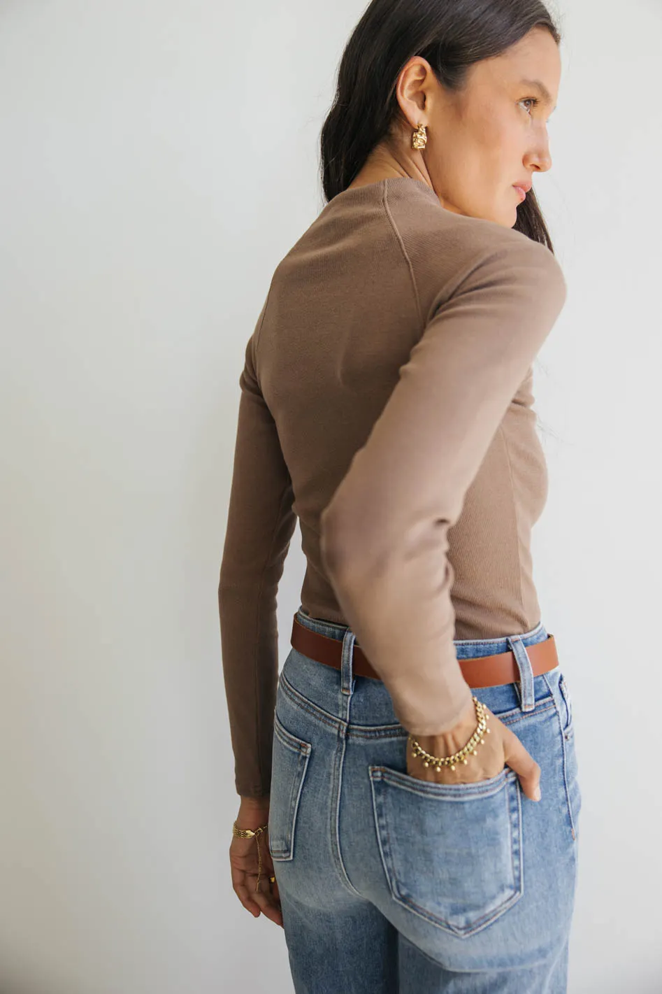 Amaya Mock Neck Top in Mocha - FINAL SALE - Image 2