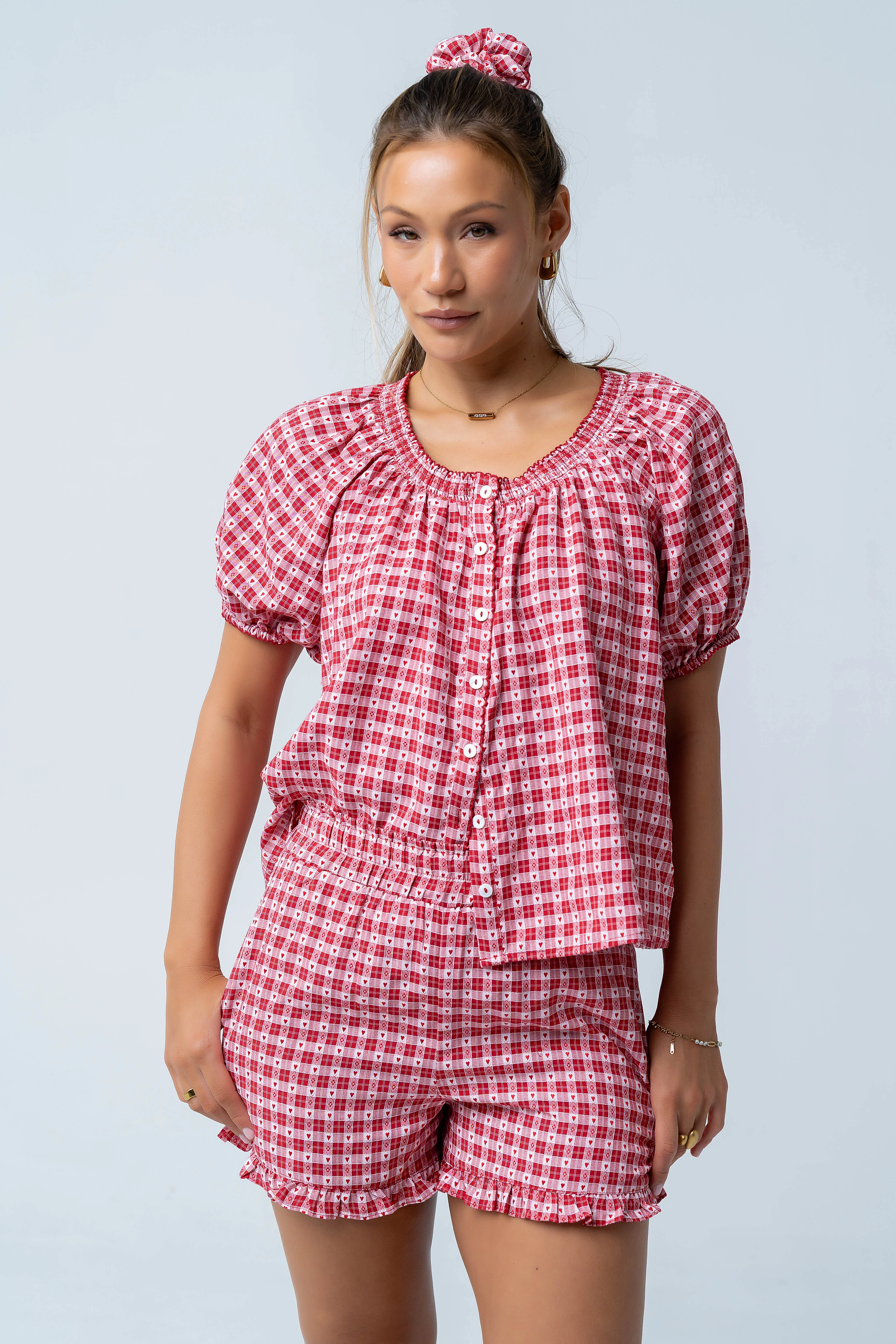 Ambree Gingham Button Up Top - Image 5