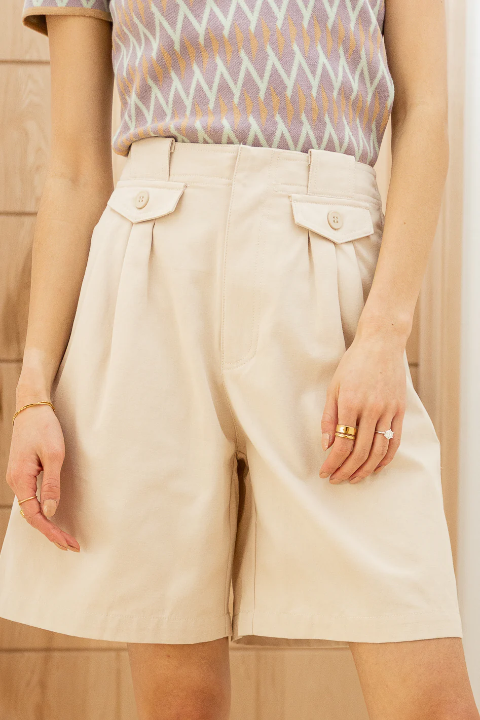 Amelia Bermuda Shorts in Khaki - FINAL SALE - Image 5