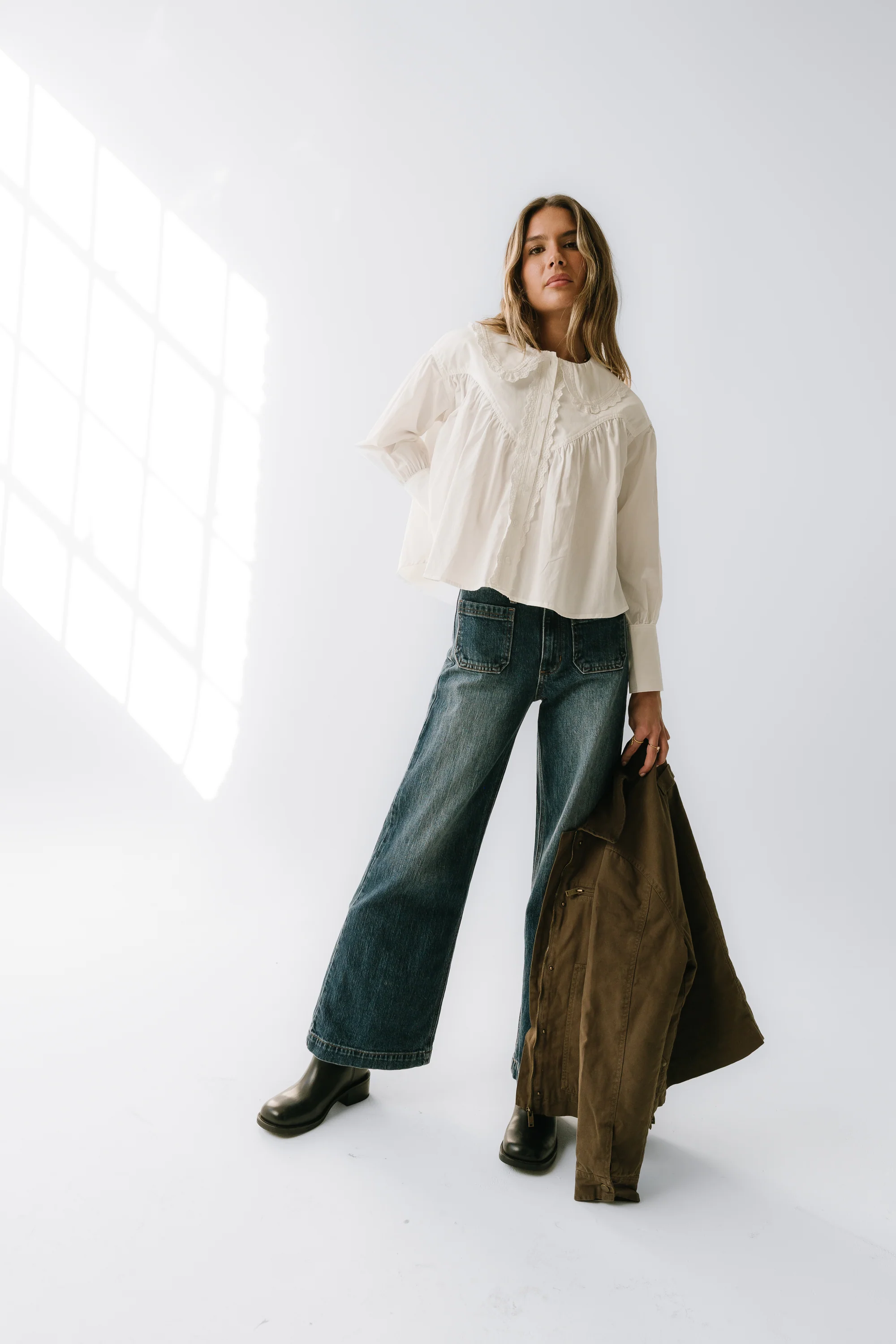 Amelia Collared Blouse in White - Image 2