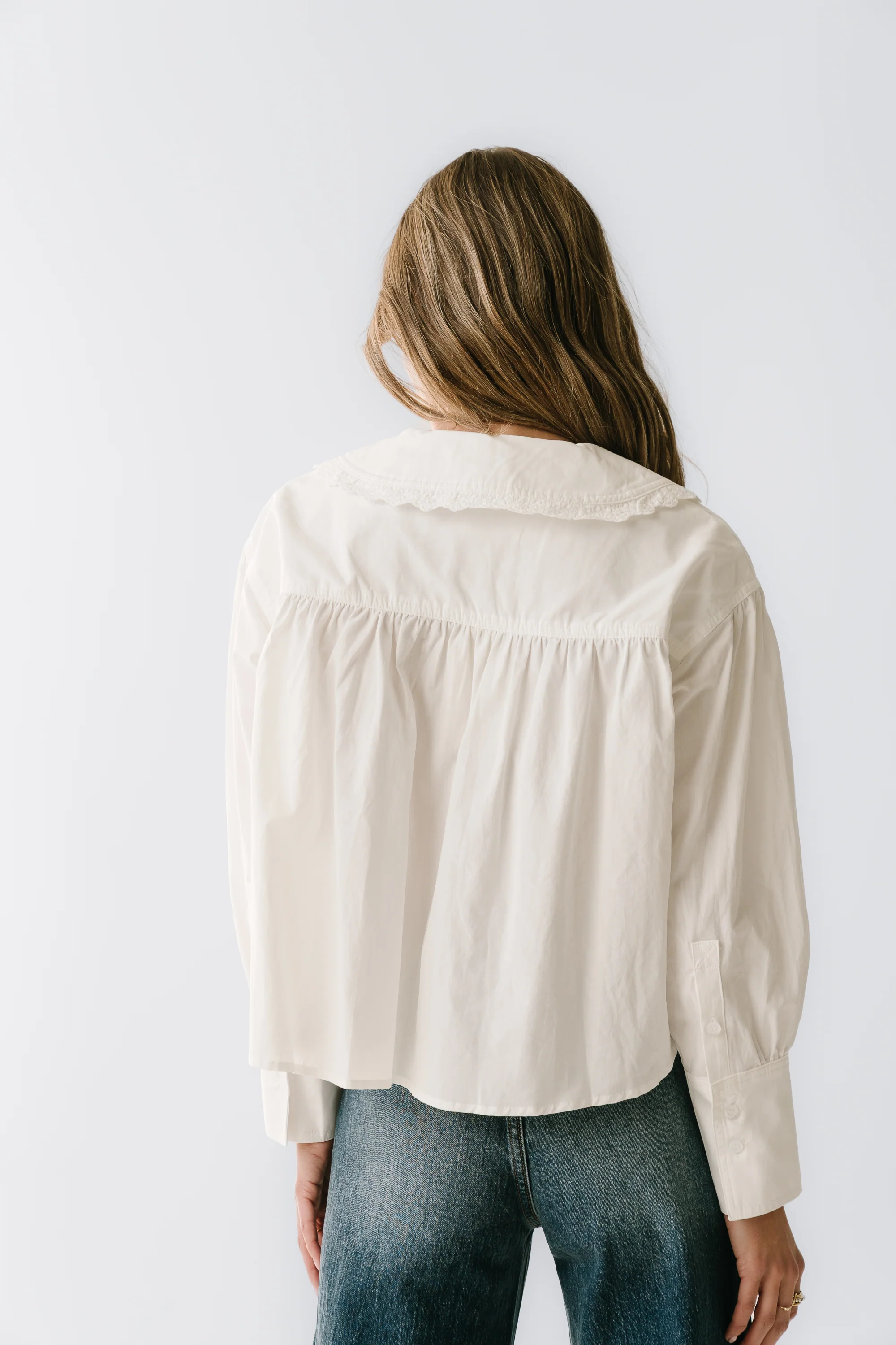 Amelia Collared Blouse in White - Image 3