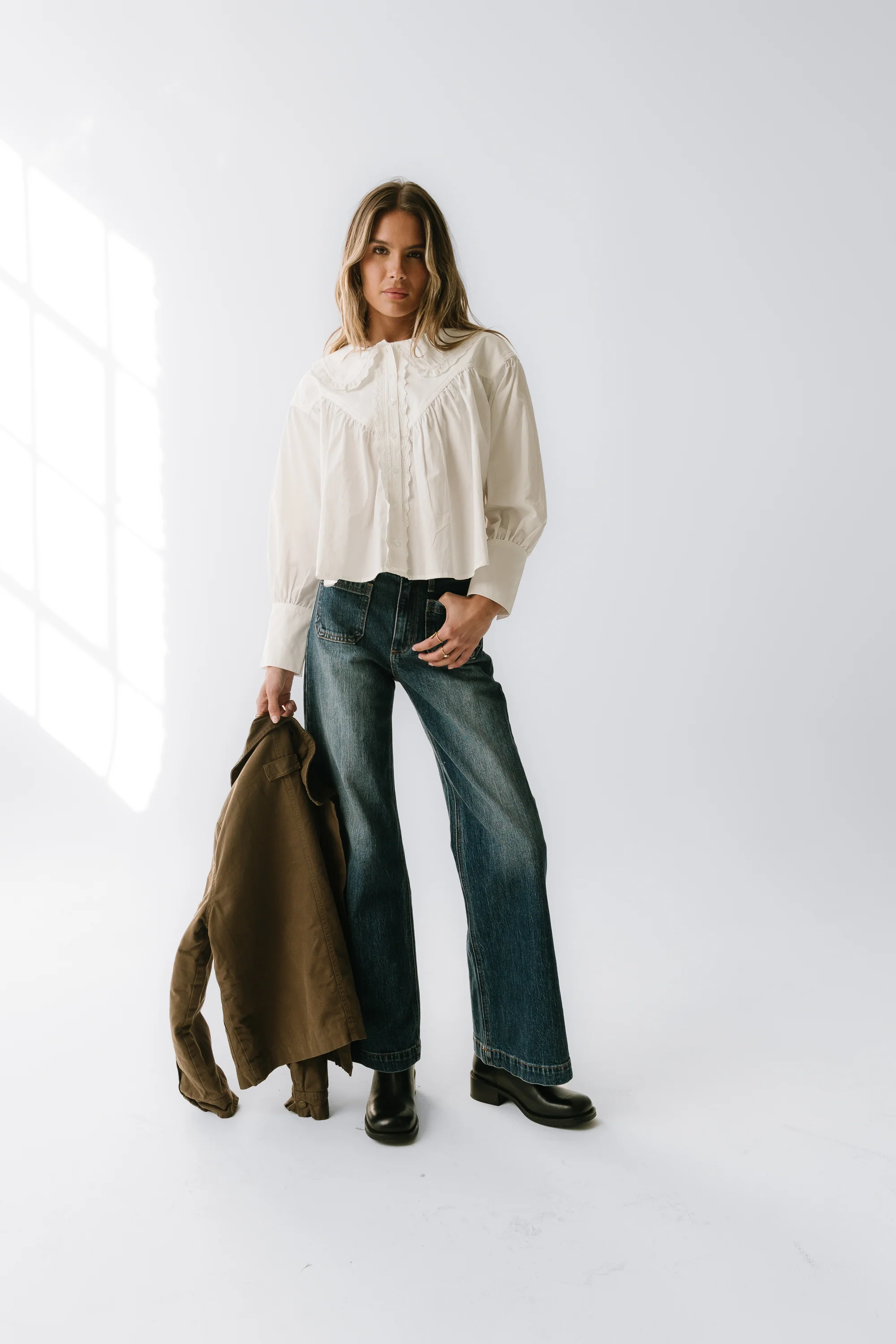 Amelia Collared Blouse in White - Image 4