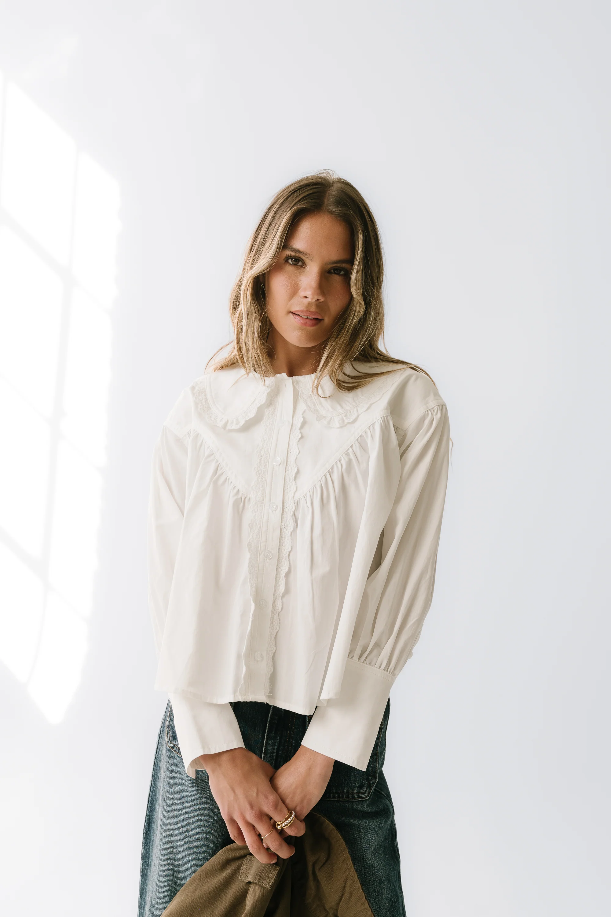Amelia Collared Blouse in White - Image 5