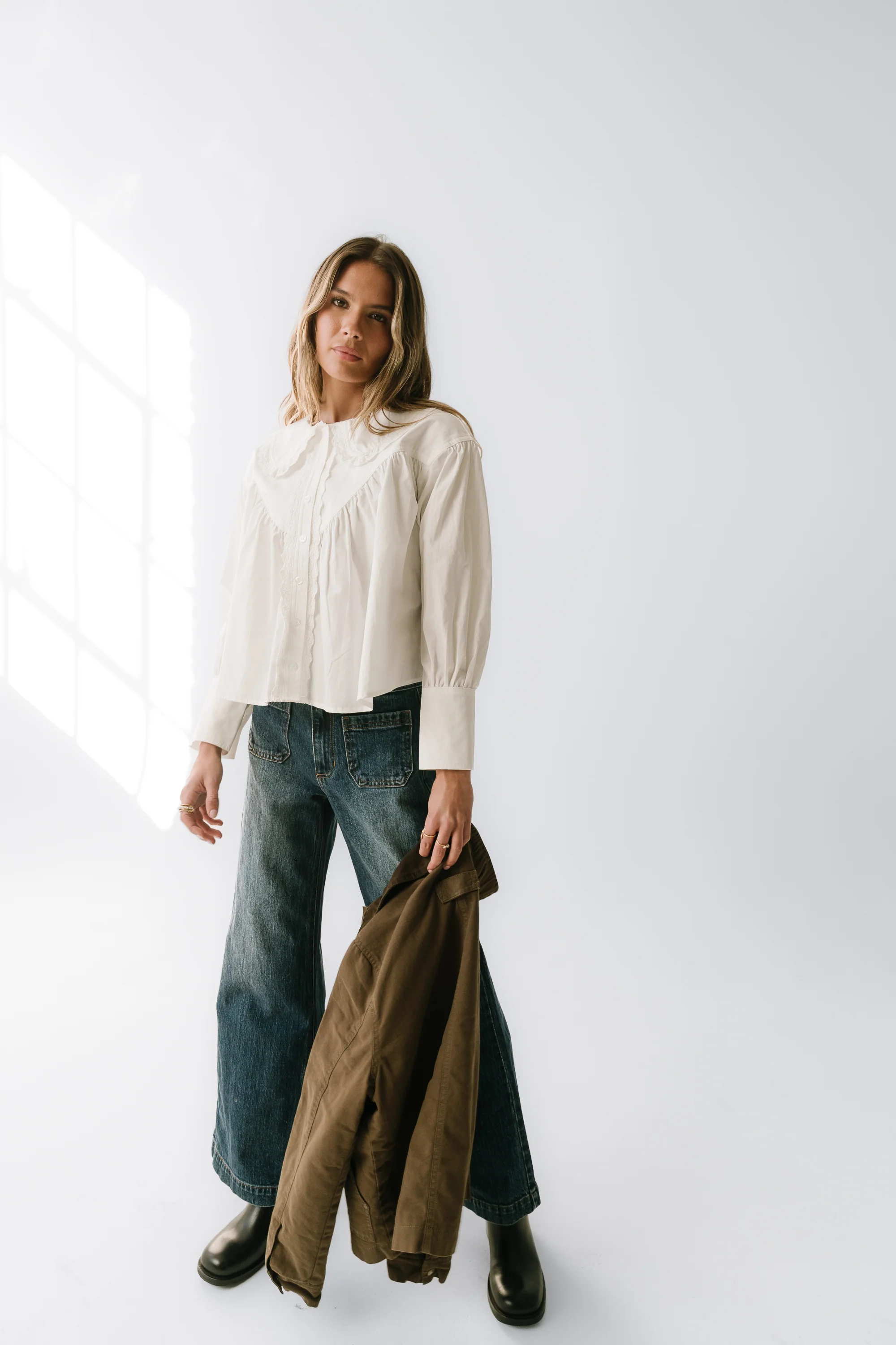 Amelia Collared Blouse in White - Image 7