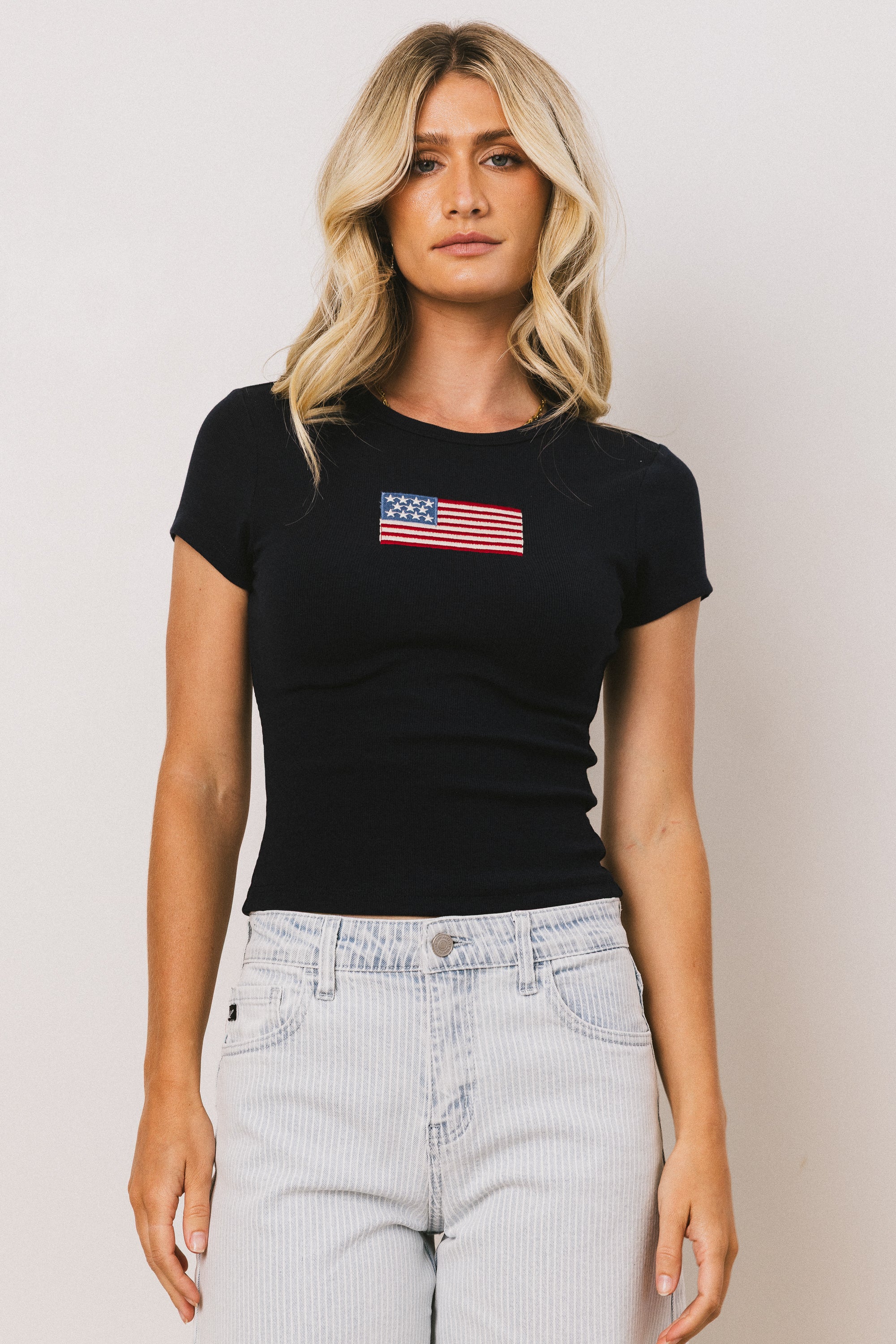 American Flag Tee in Navy - FINAL SALE - Image 4