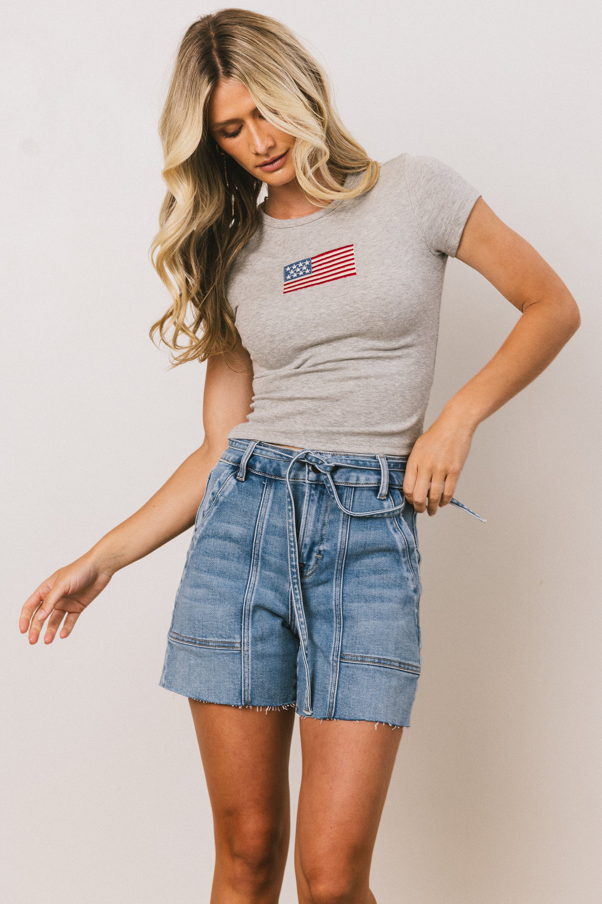 American Flag Tee in Grey - FINAL SALE - Image 3