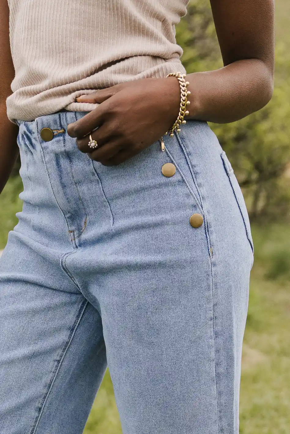 Amiri Wide Leg Jeans in Light Wash - FINAL SALE - Image 4