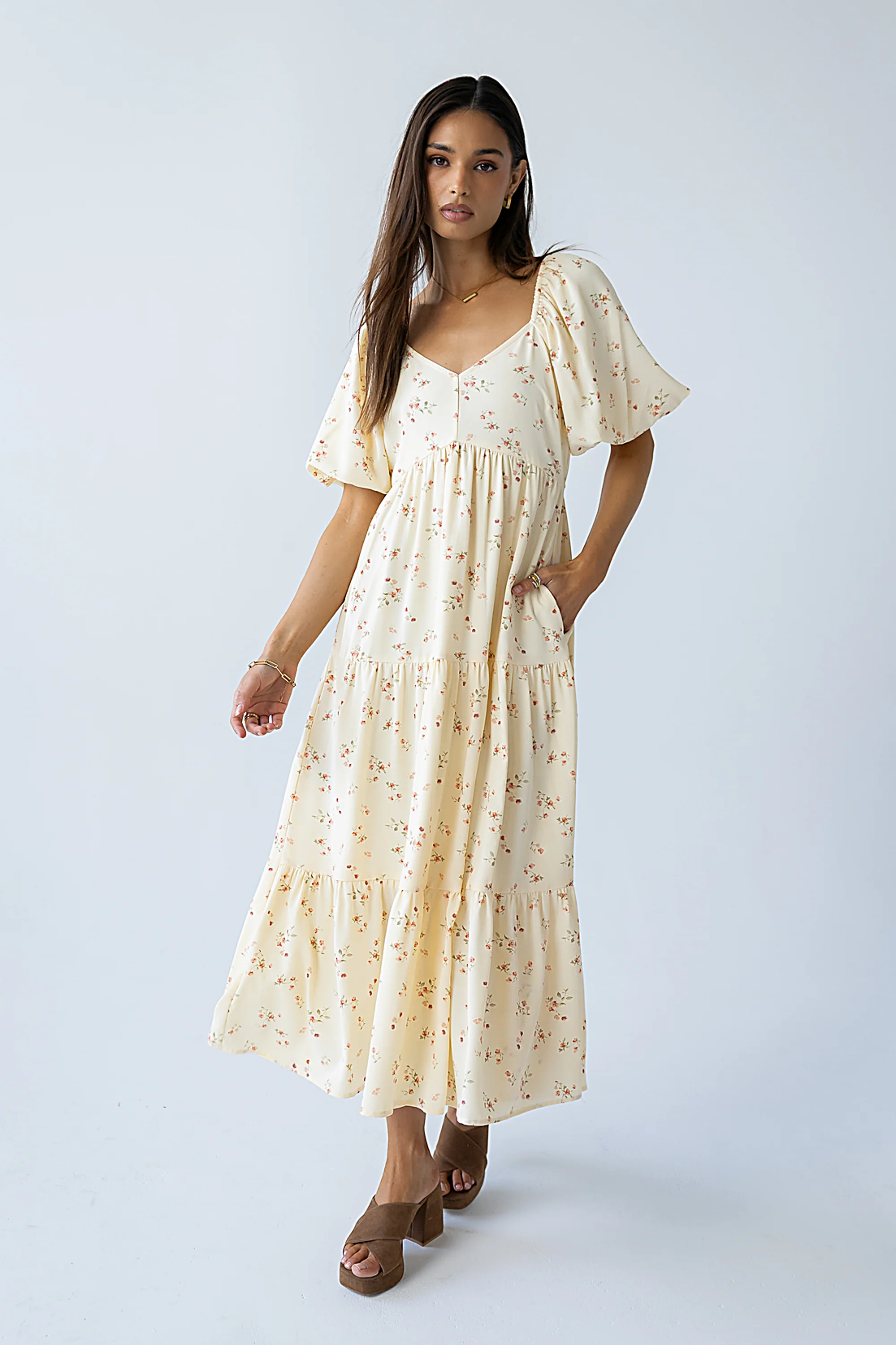 Amy Floral Maxi Dress in Yellow - Image 3