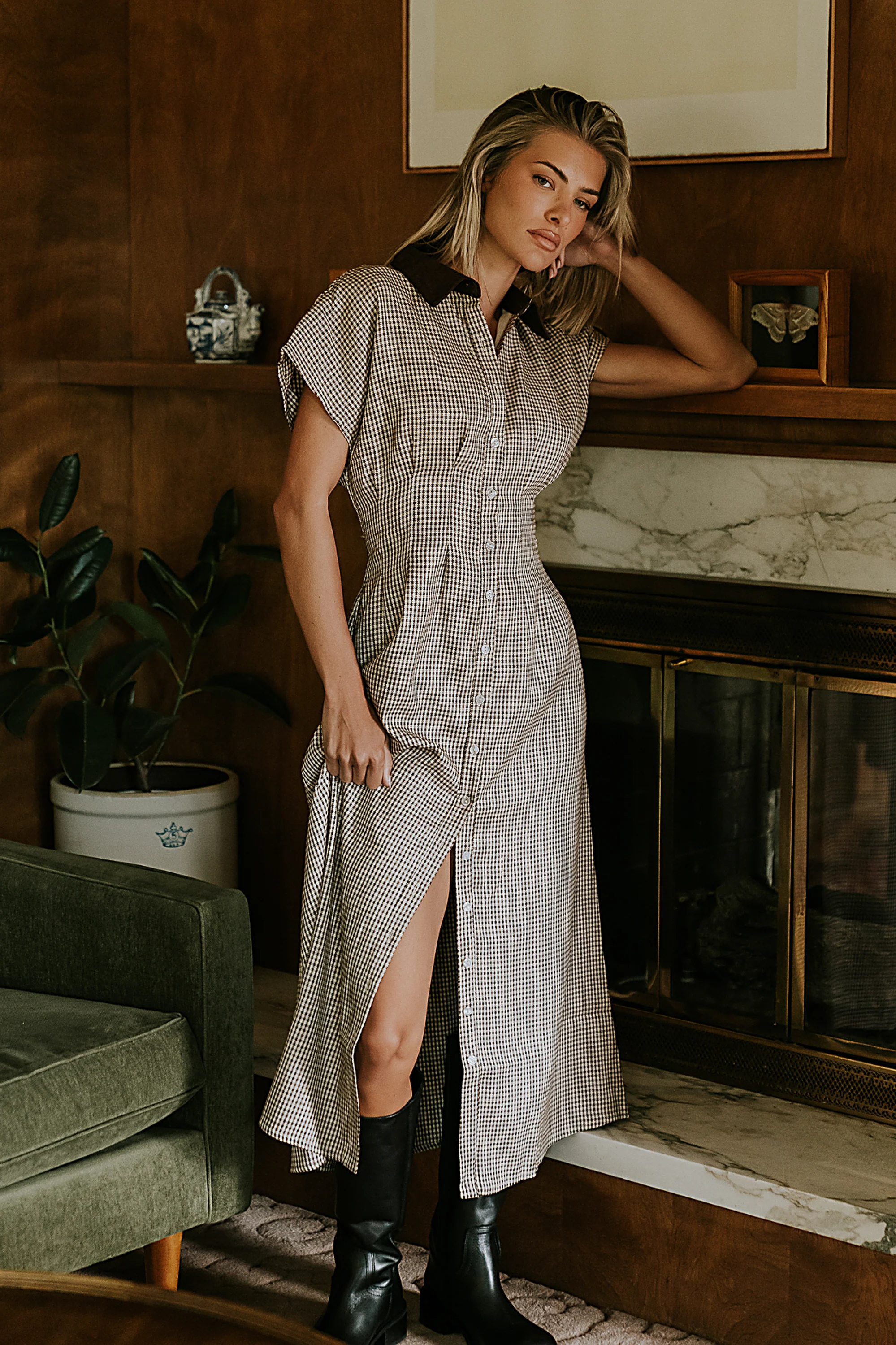 Andie Houndstooth Maxi Dress - FINAL SALE