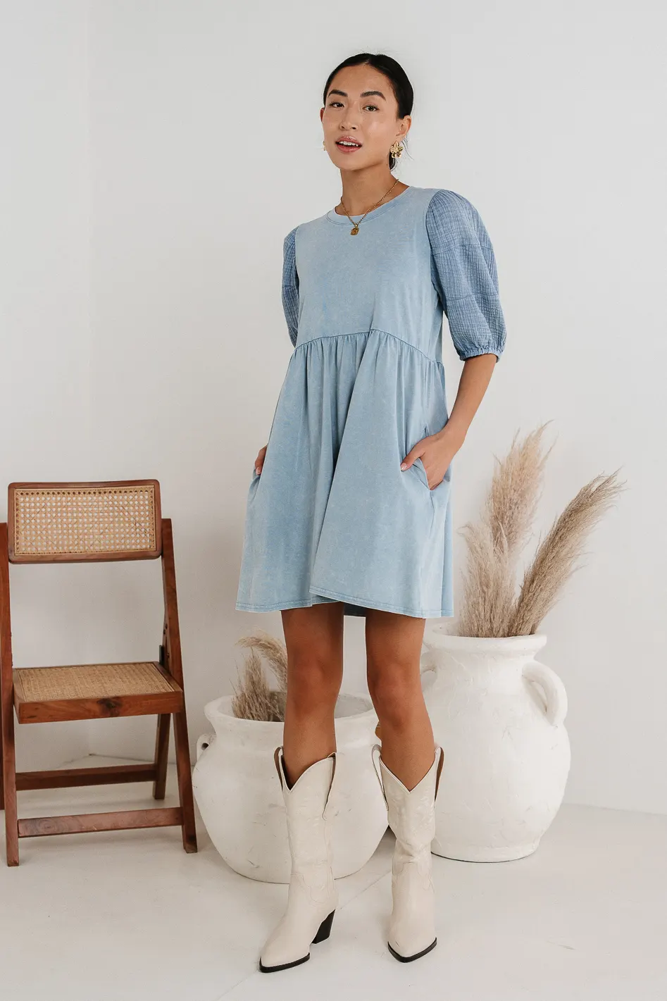 Andra Mini Dress in Blue - FINAL SALE - Image 4
