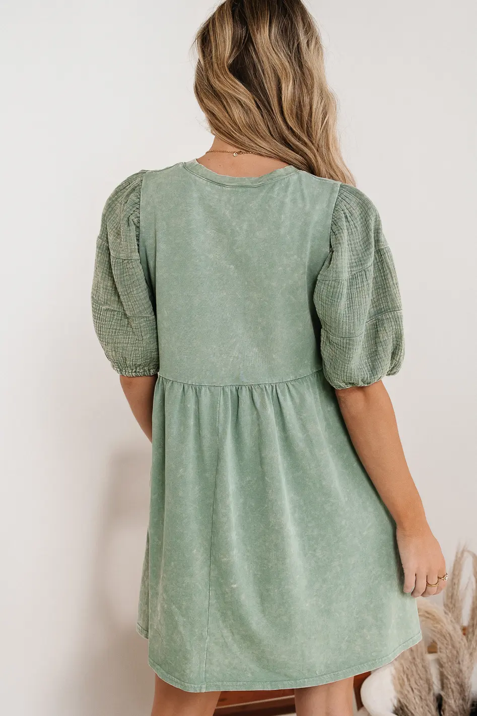 Andra Mini Dress in Sage - Image 4