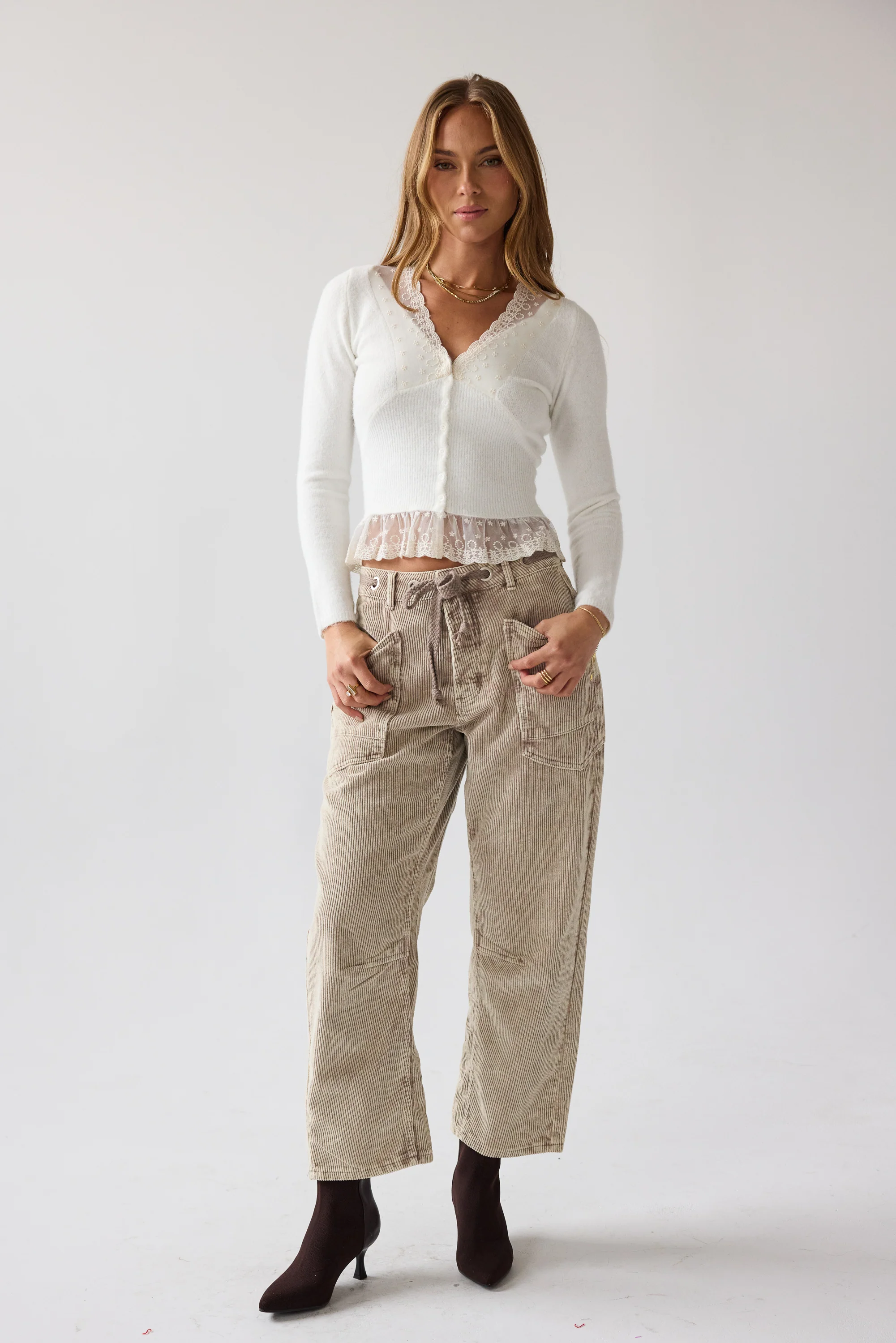Angie Lace Trim Sweater in ivory - FINAL SALE - Image 5