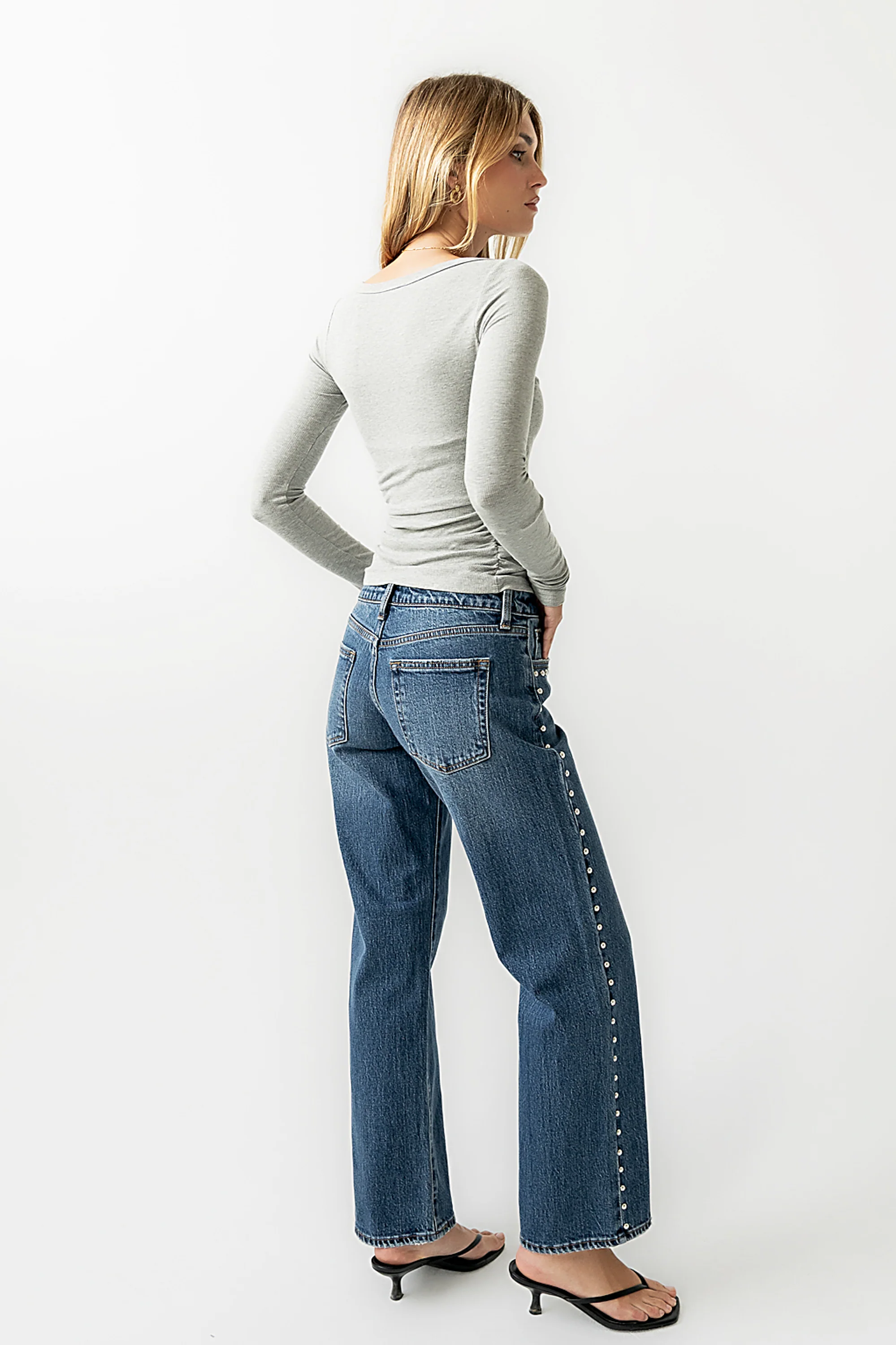 Anya Ribbed Top in Heather Grey - FINAL SALE - Image 4