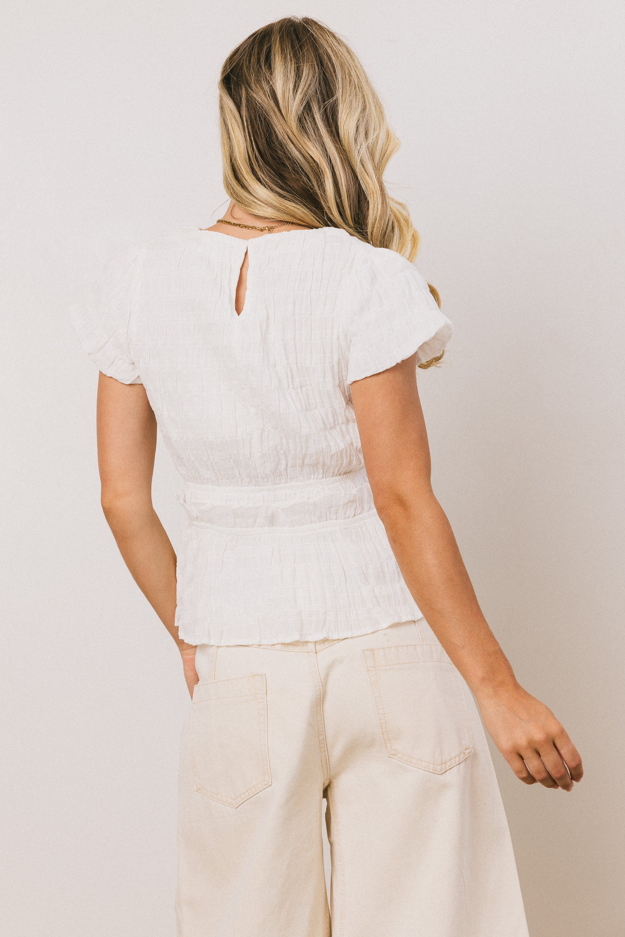 Anya Textured Blouse in Off White - FINAL SALE - Image 4
