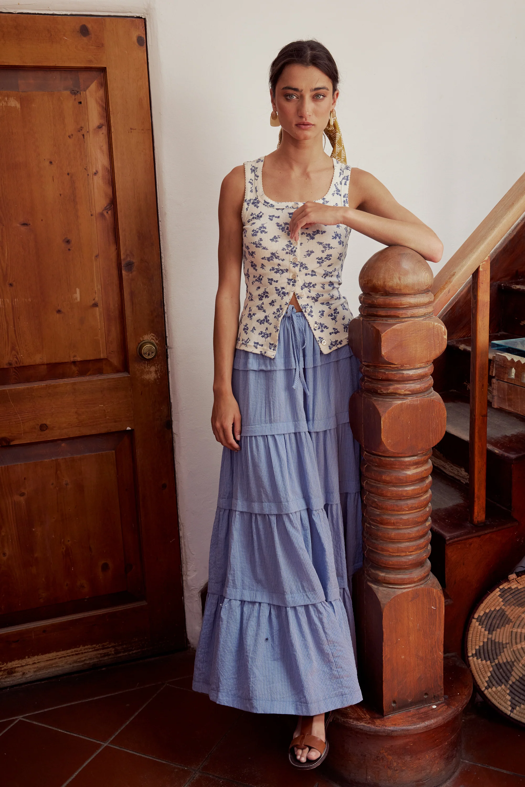 Rain Striped Maxi Skirt in Blue - FINAL SALE - Image 3