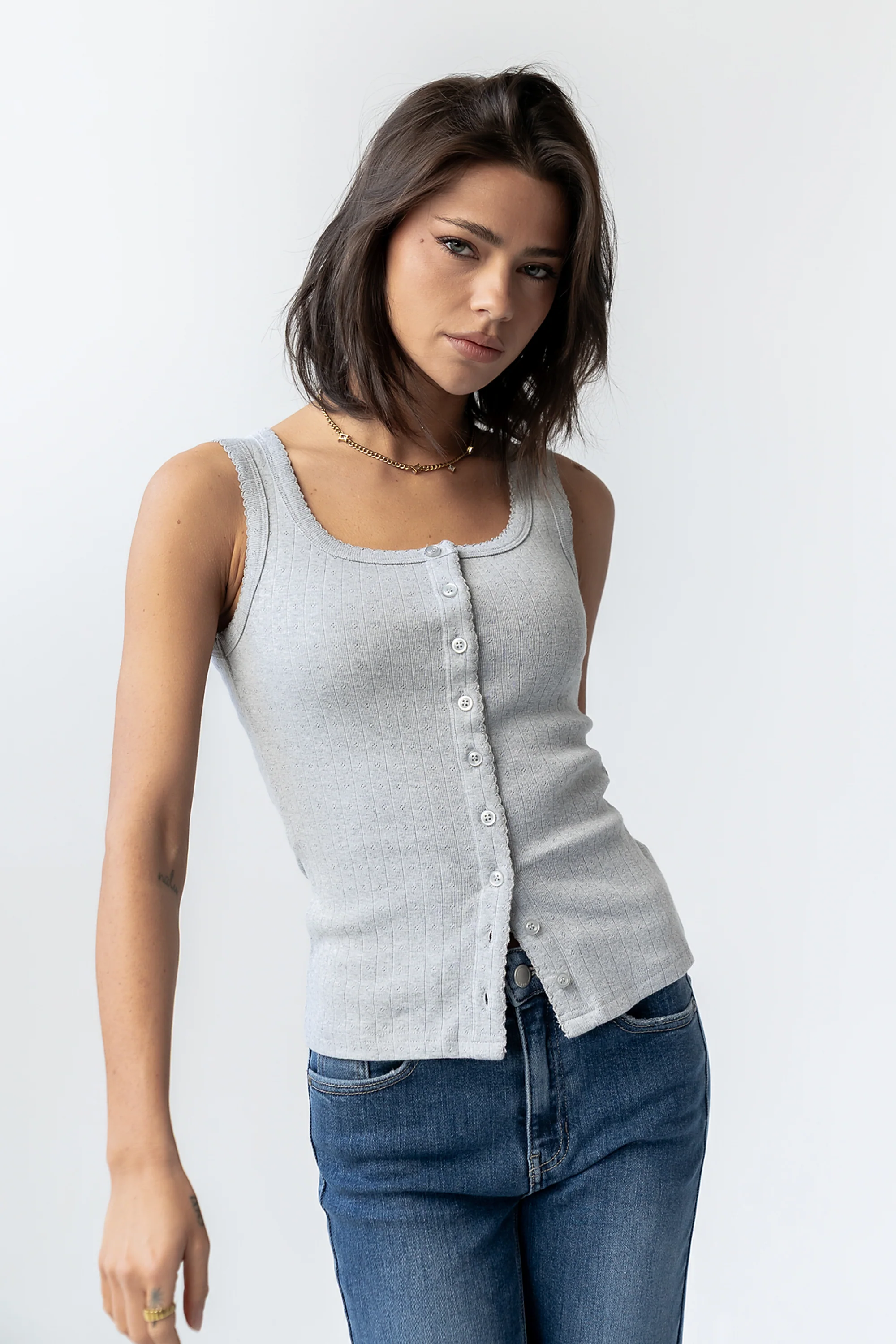 Apollo Knit Tank Top in Grey - Image 2