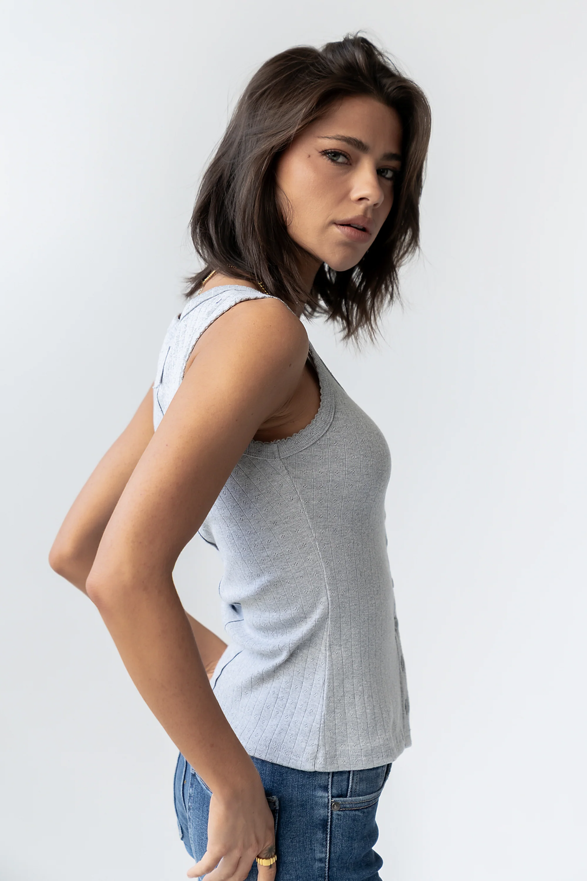Apollo Knit Tank Top in Grey - Image 3