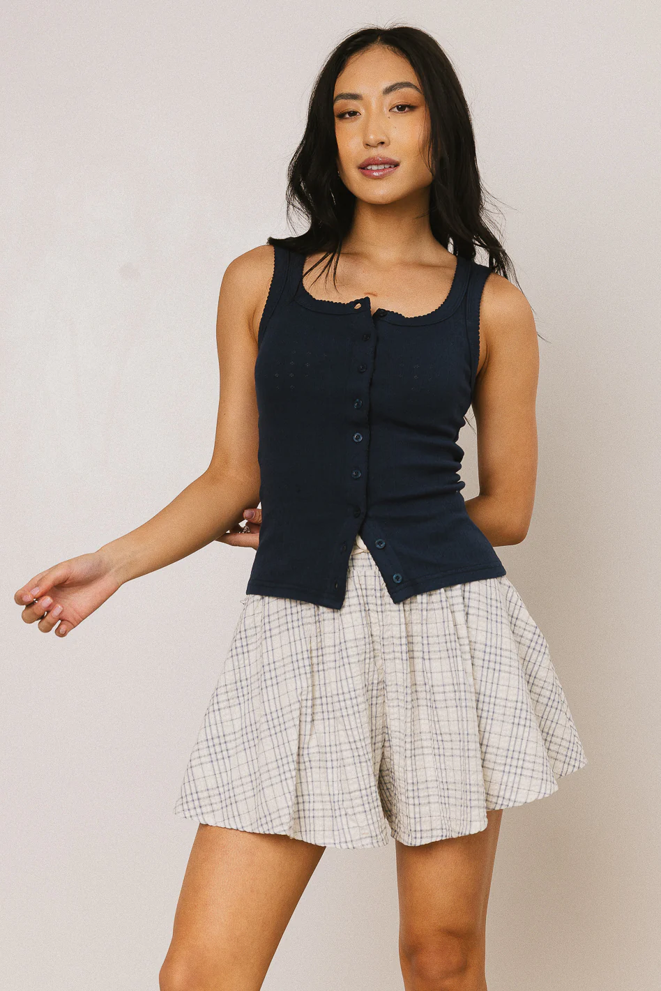 Apollo Knit Tank Top in Navy - Image 7