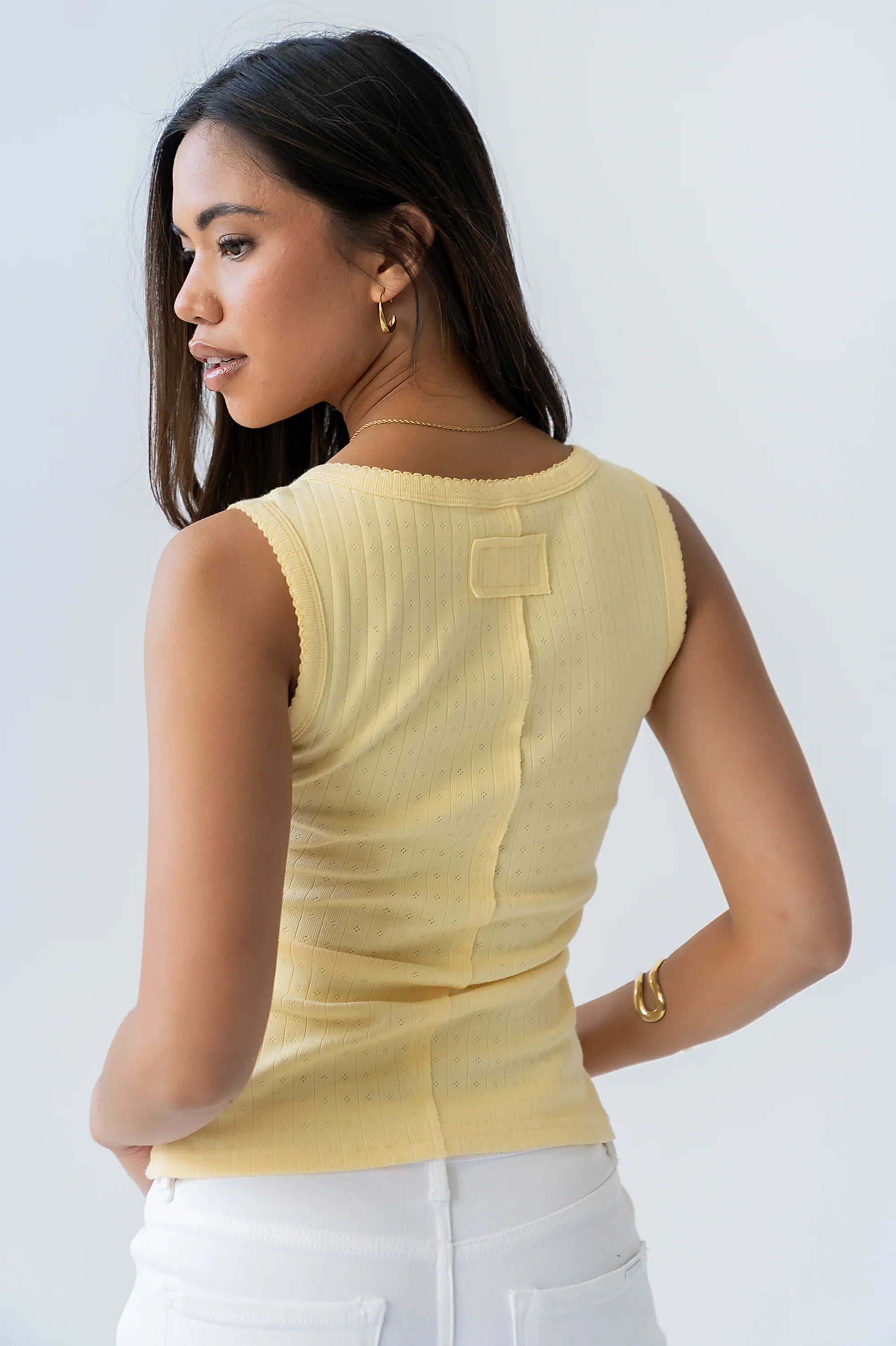 Apollo Knit Tank Top in Yellow - Image 2