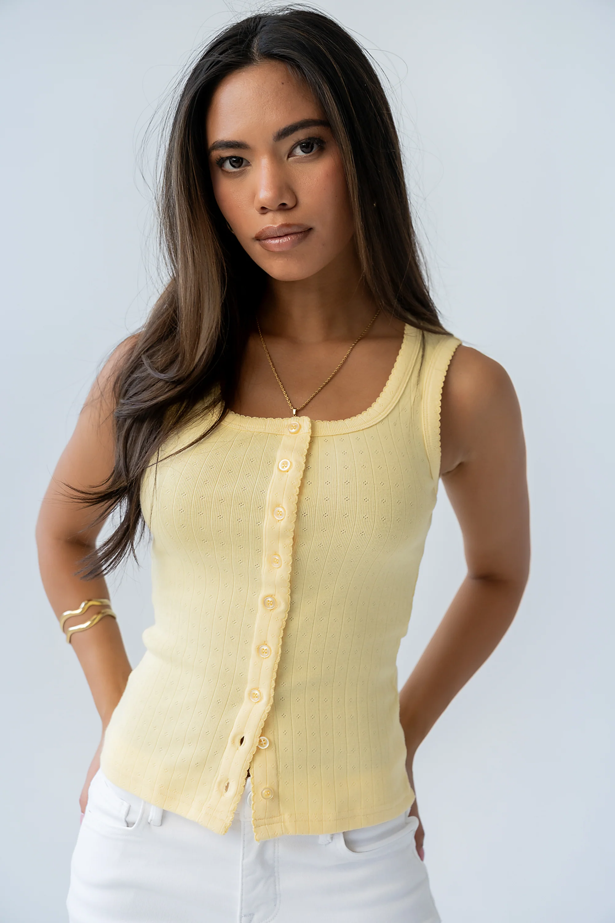 Apollo Knit Tank Top in Yellow - Image 3