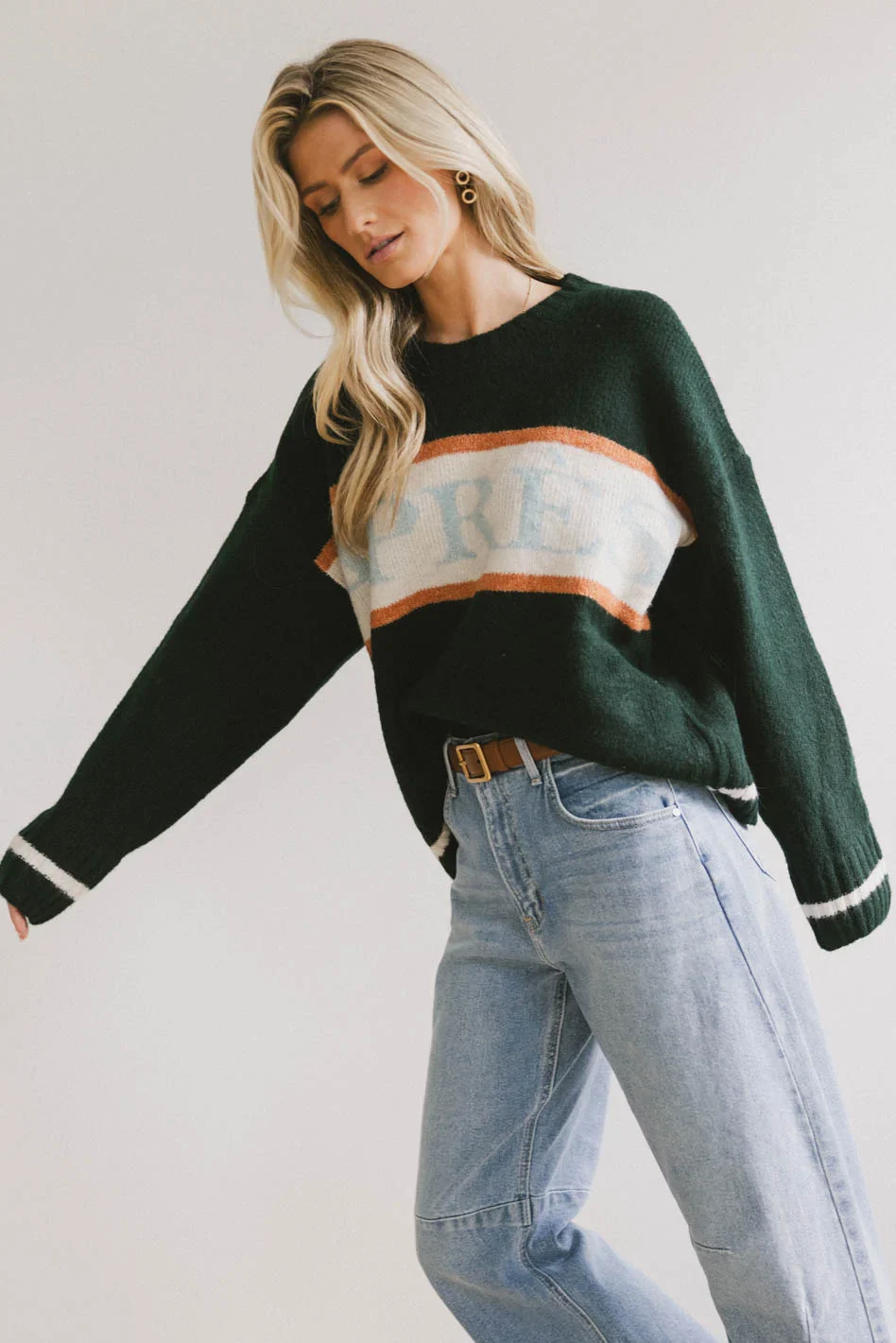 Apres Graphic Sweater in Hunter Green - FINAL SALE - Image 2