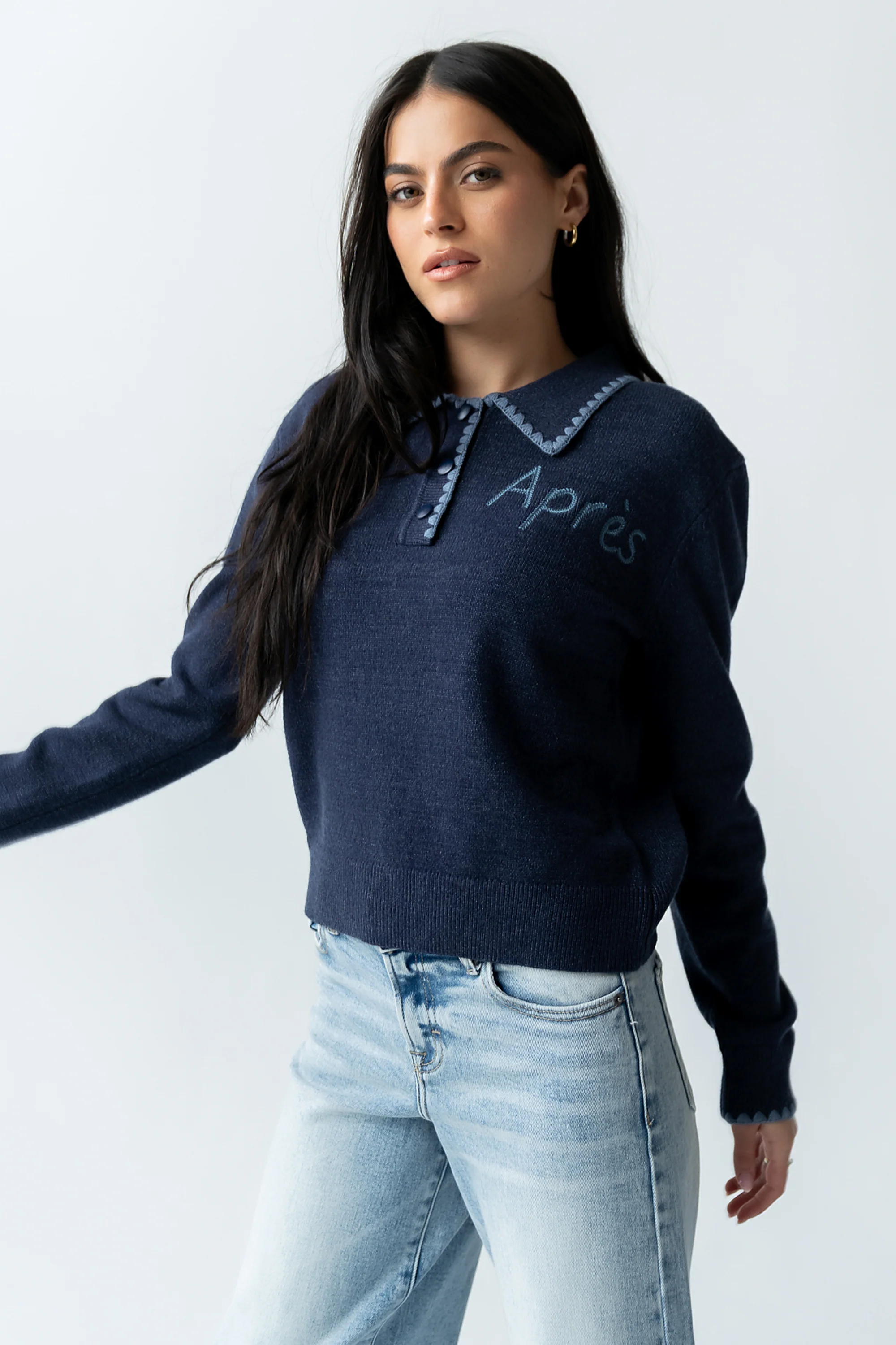 Apres Knit Sweater in Navy - FINAL SALE - Image 3