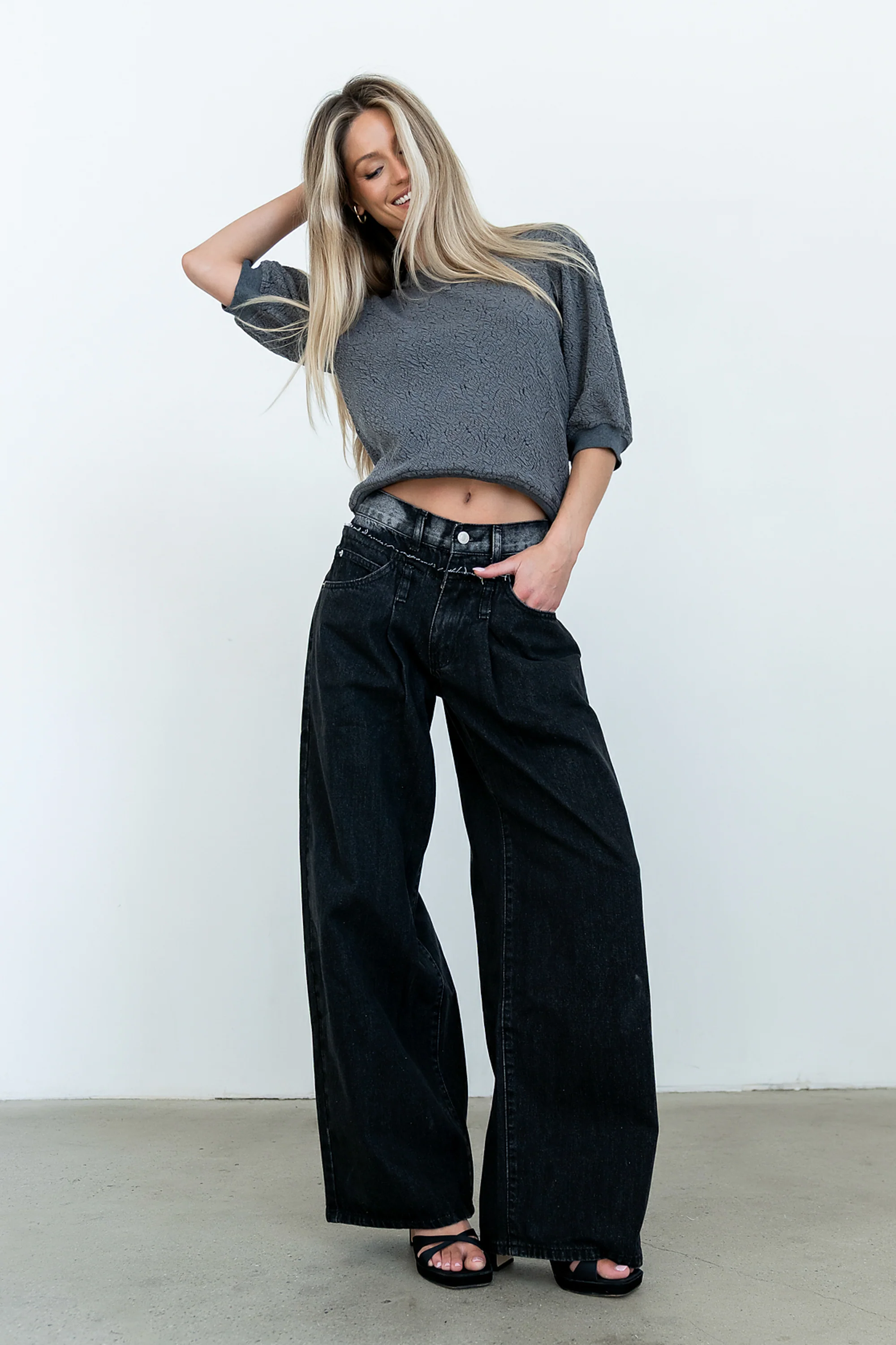Arabella Wide Leg Jeans in Washed Black - Image 7