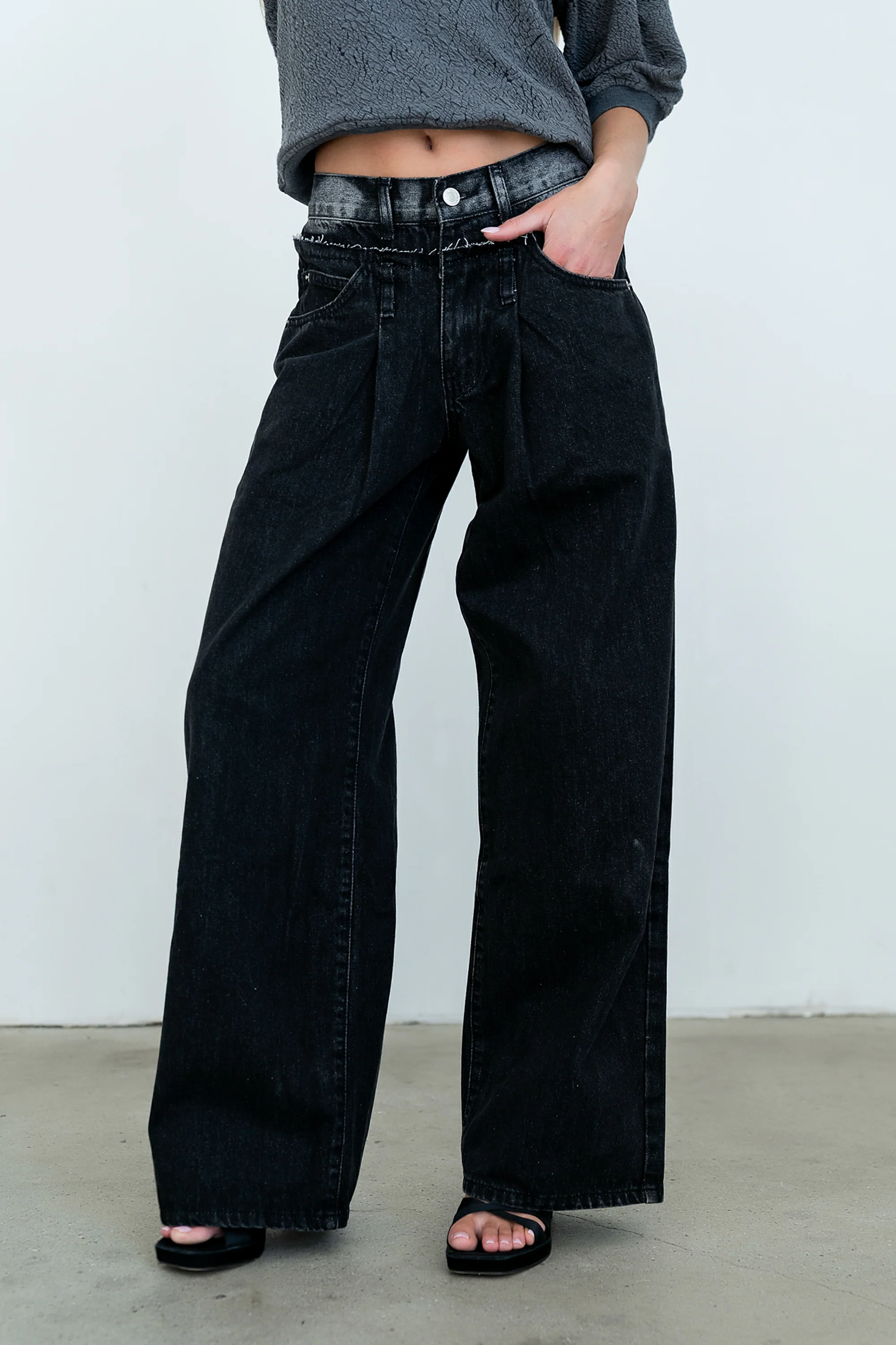 Arabella Wide Leg Jeans in Washed Black - Image 8