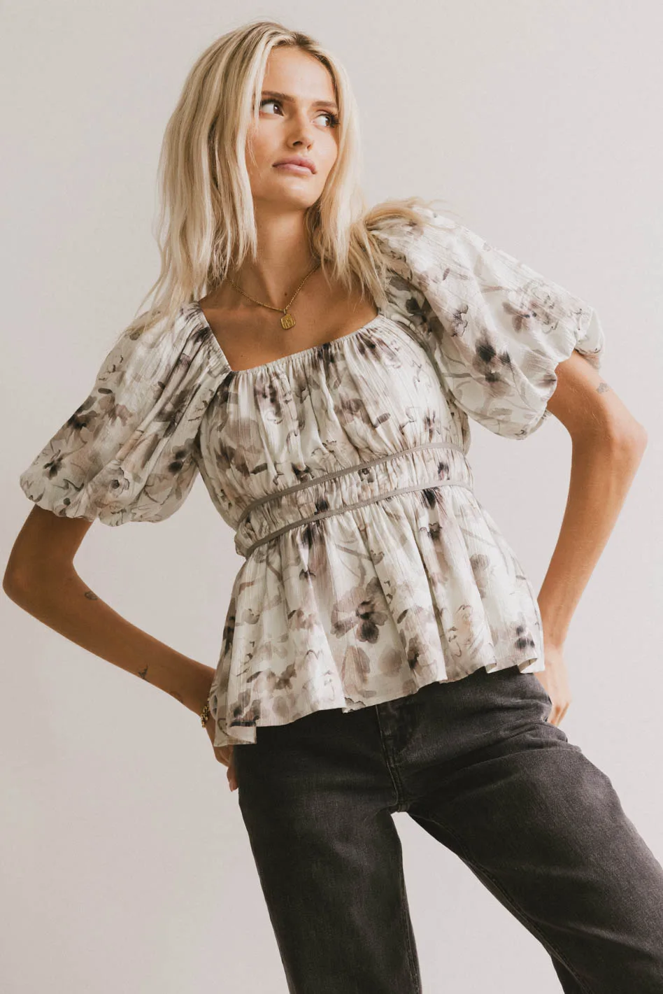 Arden Floral Tie Blouse - FINAL SALE - Image 4