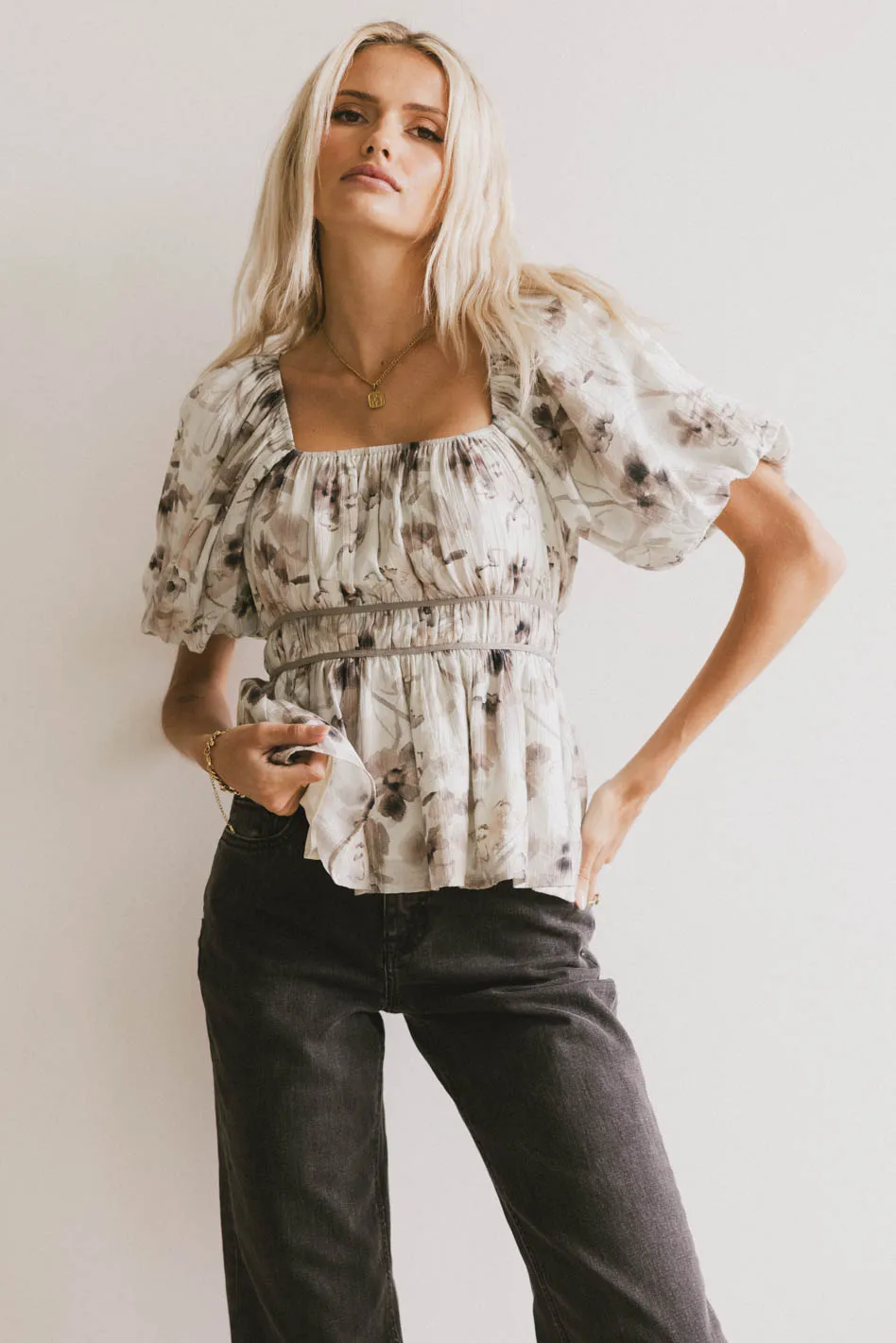 Arden Floral Tie Blouse - FINAL SALE - Image 5