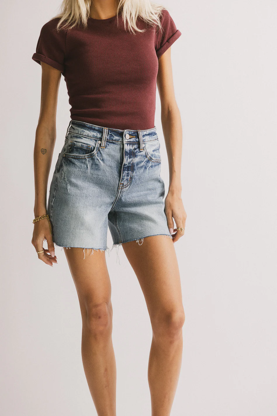 Ariel Distressed Denim Shorts - Image 5