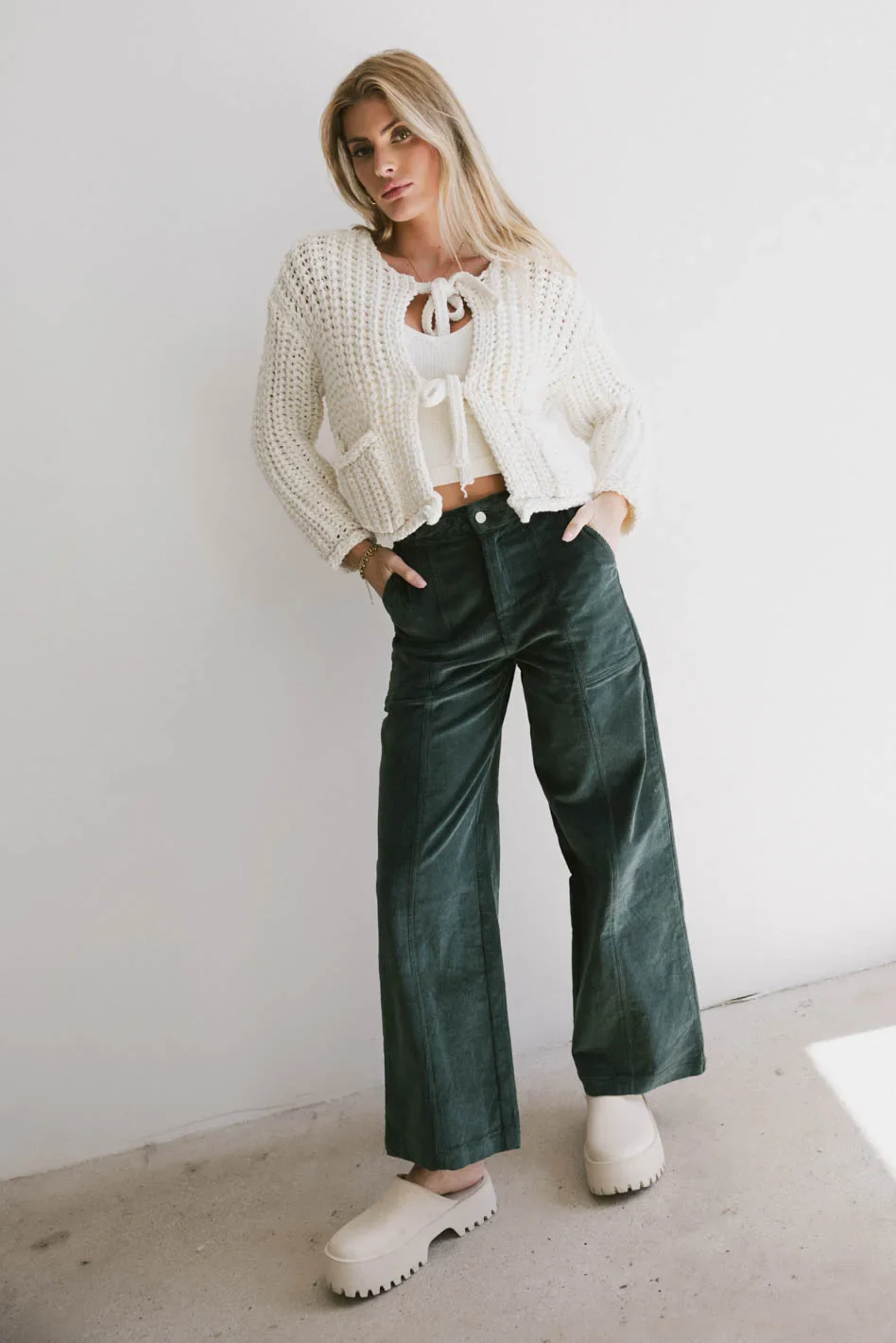 Ariella Corduroy Pants in Teal - FINAL SALE - Image 4