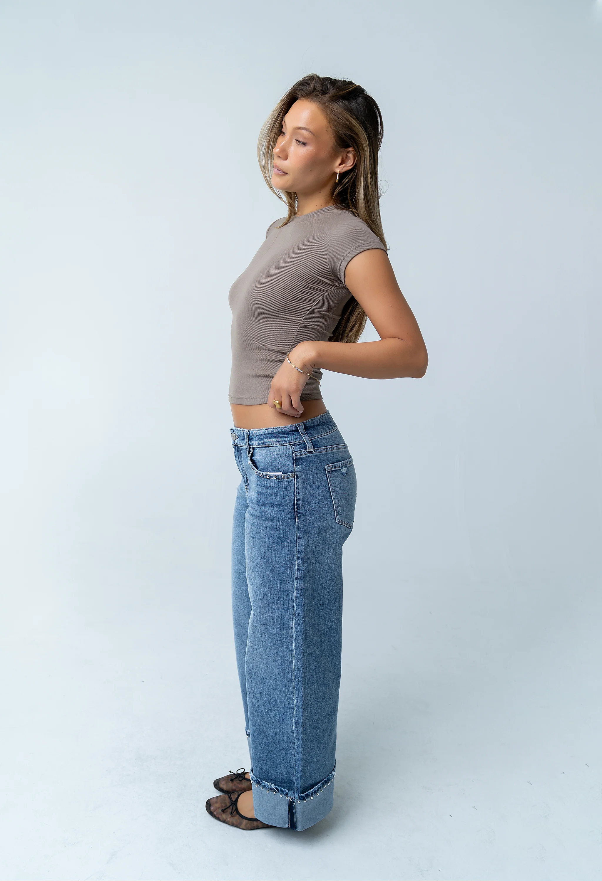 Asher Ribbed Top in Taupe - Image 3