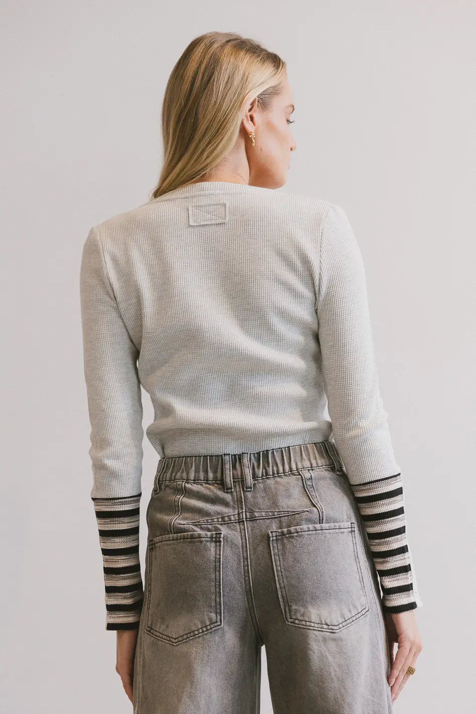 Ashton Waffle Knit Top in Grey - FINAL SALE - Image 3